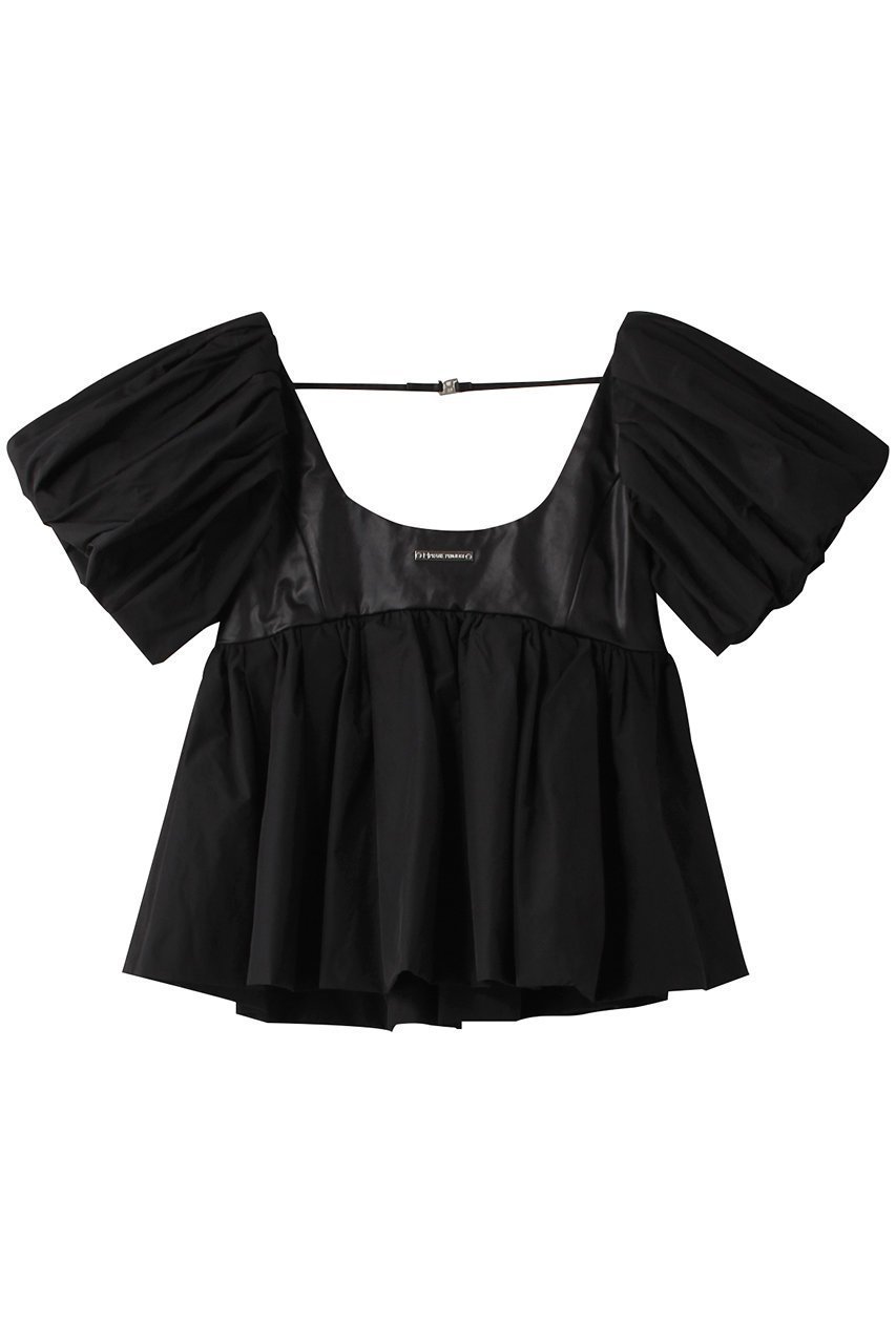 【プランク プロジェクト/PRANK PROJECT】のボリュームスリーブペプラムトップ / Voluminous Sleeve Peplum Top 人気、トレンドファッション・服の通販 founy(ファニー) 　ファッション　Fashion　レディースファッション　Fashion for Women　トップス・カットソー　Cut & Sew Tops　シャツ・ブラウス・オフィスカジュアル　Elegant Blouses & Button-Ups　ボリューム袖・フリルスリーブブラウス　Voluminous & Ruffle Sleeves / Puffy Sleeve Tops　おすすめ　Recommended / Our Picks　インナー　Innerwear　サテン　Satin, Glossy Fabric　ショート　Short, Short Length　スリーブ　Sleeve, Long Sleeve / Short Sleeve　タフタ　Taffeta, Structured Fabric　タンク　Tank Top, Sleeveless Top　チュール　Tulip, Tulip Motif　デニム　Denim, Jeans Material　フォルム　Silhouette, Form　ペプラム　Peplum, Flared Hem　ワイド　Wide, Wide Fit　 other-1|ID: prp329100003942431 ipo3291000000032910007