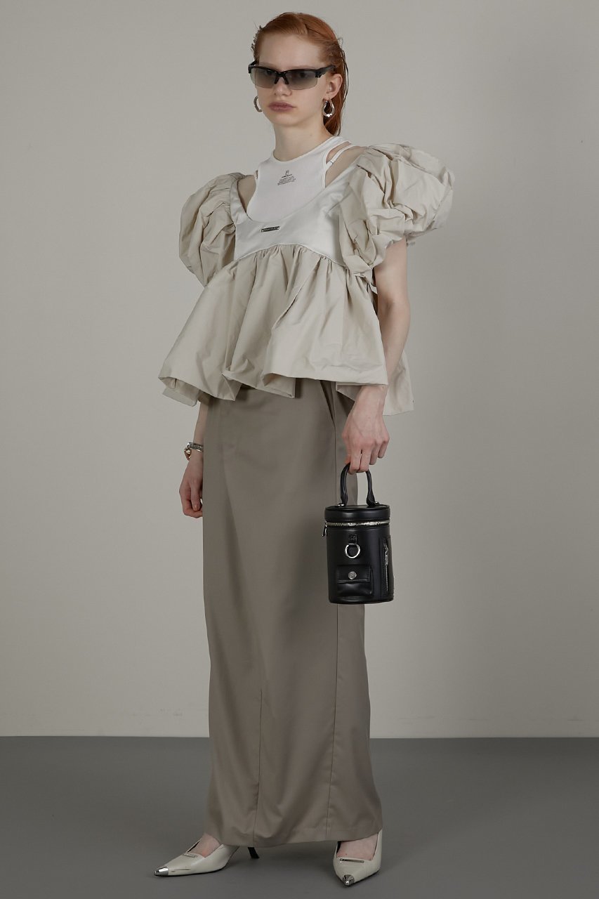 【プランク プロジェクト/PRANK PROJECT】のボリュームスリーブペプラムトップ / Voluminous Sleeve Peplum Top 人気、トレンドファッション・服の通販 founy(ファニー) ファッション Fashion レディースファッション Fashion for Women トップス・カットソー Cut & Sew Tops シャツ・ブラウス・オフィスカジュアル Elegant Blouses & Button-Ups ボリューム袖・フリルスリーブブラウス Voluminous & Ruffle Sleeves / Puffy Sleeve Tops おすすめ Recommended / Our Picks インナー Innerwear サテン Satin, Glossy Fabric ショート Short, Short Length スリーブ Sleeve, Long Sleeve / Short Sleeve タフタ Taffeta, Structured Fabric タンク Tank Top, Sleeveless Top チュール Tulip, Tulip Motif デニム Denim, Jeans Material フォルム Silhouette, Form ペプラム Peplum, Flared Hem ワイド Wide, Wide Fit other-7|ID: prp329100003942431 ipo3291000000034422430