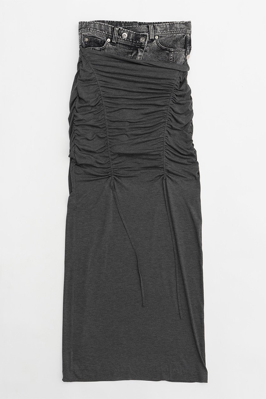 【プランク プロジェクト/PRANK PROJECT】のレイヤードマキシシャーリングスカート / Layered Maxi Shirring Skirt インテリア・キッズ・メンズ・レディースファッション・服の通販 founy(ファニー) ファッション Fashion レディースファッション Fashion for Women スカート Skirts ロングスカート Long Skirts / Maxi & Midi Skirts アシンメトリー Asymmetrical Style インナー Innerwear カットソー Cut and Sewn Top シンプル Simple, Minimal ストレッチ Stretch, Stretchy Fabric デニム Denim, Jeans Material ドローストリング Drawstring, Pull Cord フェイクレザー Faux Leather, PU Leather フロント Front, Front Design ループ Loop, Loop Knit ロング Long, Long-Length 夏 Summer C.GRY(チャコールグレー)|ID: prp329100003942443 ipo3291000000034423692