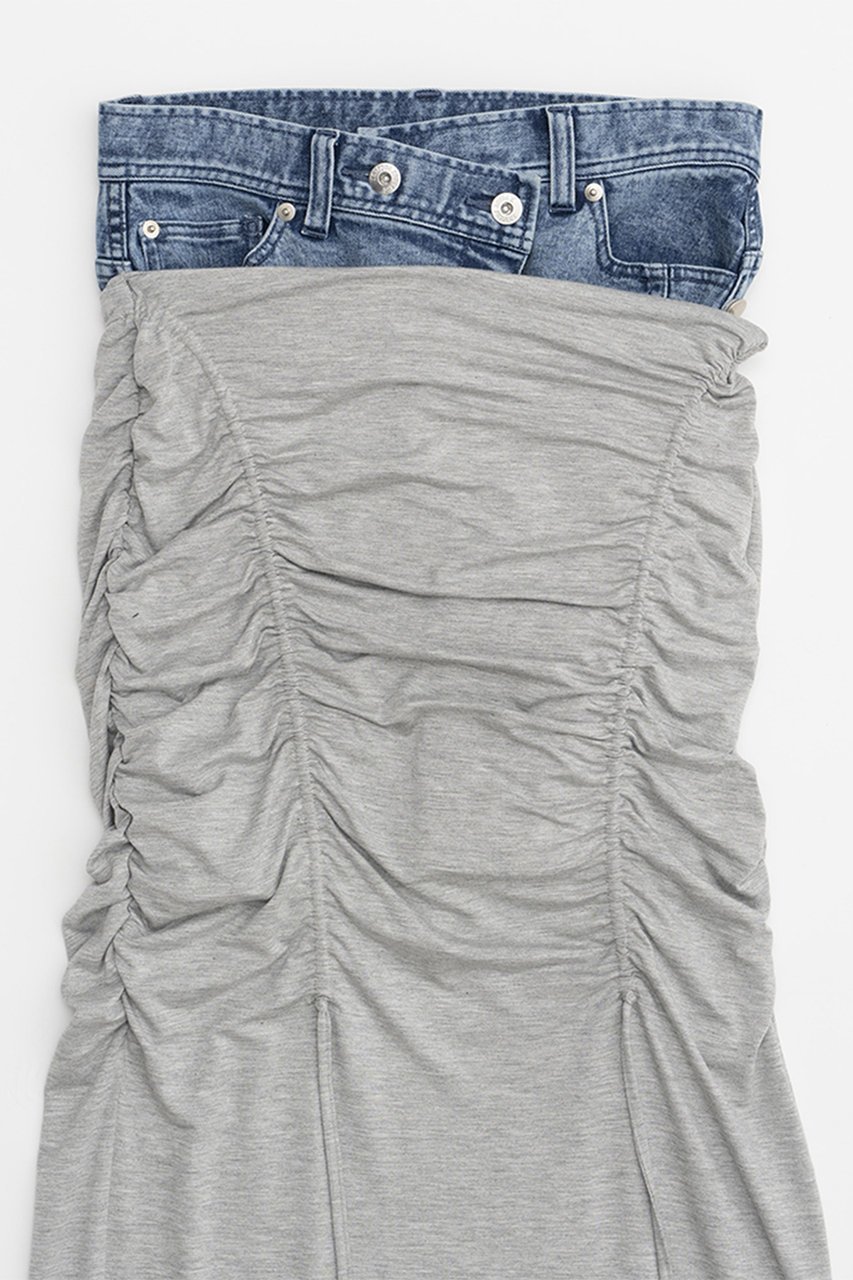 【プランク プロジェクト/PRANK PROJECT】のレイヤードマキシシャーリングスカート / Layered Maxi Shirring Skirt 人気、トレンドファッション・服の通販 founy(ファニー) ファッション Fashion レディースファッション Fashion for Women スカート Skirts ロングスカート Long Skirts / Maxi & Midi Skirts アシンメトリー Asymmetrical Style インナー Innerwear カットソー Cut and Sewn Top シンプル Simple, Minimal ストレッチ Stretch, Stretchy Fabric デニム Denim, Jeans Material ドローストリング Drawstring, Pull Cord フェイクレザー Faux Leather, PU Leather フロント Front, Front Design ループ Loop, Loop Knit ロング Long, Long-Length 夏 Summer other-2|ID: prp329100003942443 ipo3291000000034423694