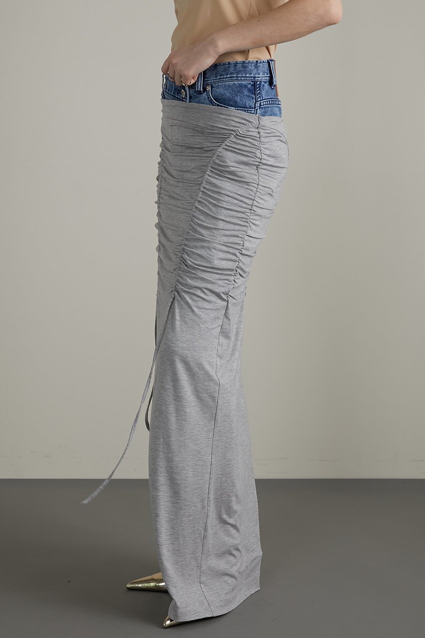 【プランク プロジェクト/PRANK PROJECT】のレイヤードマキシシャーリングスカート / Layered Maxi Shirring Skirt 人気、トレンドファッション・服の通販 founy(ファニー) ファッション Fashion レディースファッション Fashion for Women スカート Skirts ロングスカート Long Skirts / Maxi & Midi Skirts アシンメトリー Asymmetrical Style インナー Innerwear カットソー Cut and Sewn Top シンプル Simple, Minimal ストレッチ Stretch, Stretchy Fabric デニム Denim, Jeans Material ドローストリング Drawstring, Pull Cord フェイクレザー Faux Leather, PU Leather フロント Front, Front Design ループ Loop, Loop Knit ロング Long, Long-Length 夏 Summer other-8|ID: prp329100003942443 ipo3291000000034423700