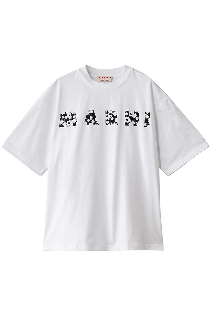 【マルニ/MARNI】のフラワーロゴTシャツ インテリア・キッズ・メンズ・レディースファッション・服の通販 founy(ファニー) https://founy.com/ ファッション Fashion レディースファッション Fashion for Women トップス・カットソー Cut & Sew Tops シャツ・ブラウス・オフィスカジュアル Elegant Blouses & Button-Ups ロングTシャツ・Tシャツ Longline T-Shirts & Tees カットソー・ベーシックTシャツ Cut-and-Sewn Tops / Stretch Tees & Basics ショート Short, Short Length シンプル Simple, Minimal スリーブ Sleeve, Long Sleeve / Short Sleeve フラワー Flower, Floral |ID: prp329100003944215 ipo3291000000032864965