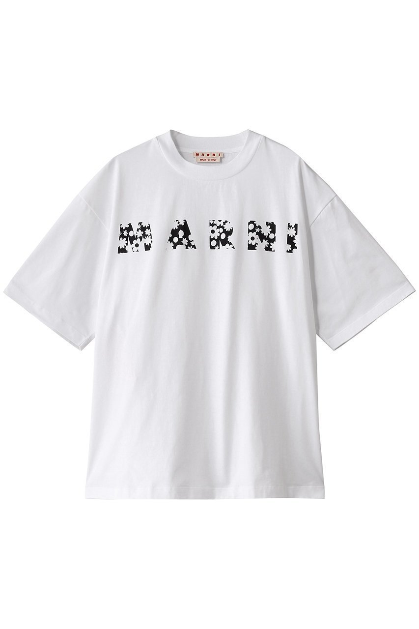 【マルニ/MARNI】のフラワーロゴTシャツ 人気、トレンドファッション・服の通販 founy(ファニー) 　ファッション　Fashion　レディースファッション　Fashion for Women　トップス・カットソー　Cut & Sew Tops　シャツ・ブラウス・オフィスカジュアル　Elegant Blouses & Button-Ups　ロングTシャツ・Tシャツ　Longline T-Shirts & Tees　カットソー・ベーシックTシャツ　Cut-and-Sewn Tops / Stretch Tees & Basics　ショート　Short, Short Length　シンプル　Simple, Minimal　スリーブ　Sleeve, Long Sleeve / Short Sleeve　フラワー　Flower, Floral　 other-1|ID: prp329100003944215 ipo3291000000032864965