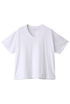 【スリー ドッツ/three dots】のパウダリーコットン VネックTシャツ ホワイト|ID: prp329100003945668 ipo3291000000029885580