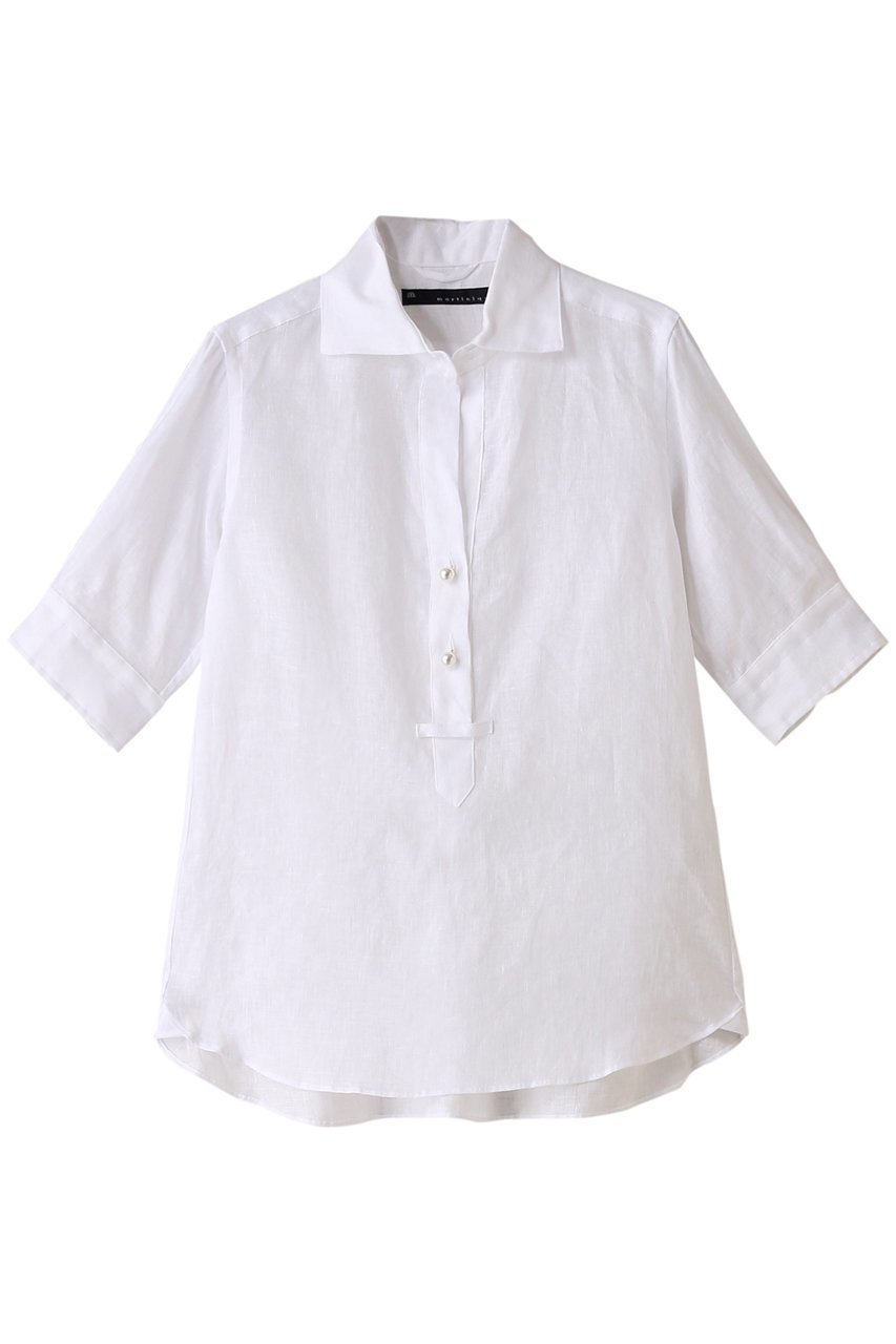 【マルティニーク/martinique】の五分袖パールスキッパー(一部WEB限定カラー) 人気、トレンドファッション・服の通販 founy(ファニー) 　ファッション　Fashion　レディースファッション　Fashion for Women　トップス・カットソー　Cut & Sew Tops　シャツ・ブラウス・オフィスカジュアル　Elegant Blouses & Button-Ups　おすすめ　Recommended / Our Picks　ショート　Short, Short Length　スキッパー　Skipper, Open Collar　スリーブ　Sleeve, Long Sleeve / Short Sleeve　パール　Pearl, Pearl Accent　リネン　Linen, Linen Fabric　夏　Summer　定番　Standard, Basic Item　 other-1|ID: prp329100003948491 ipo3291000000036400004