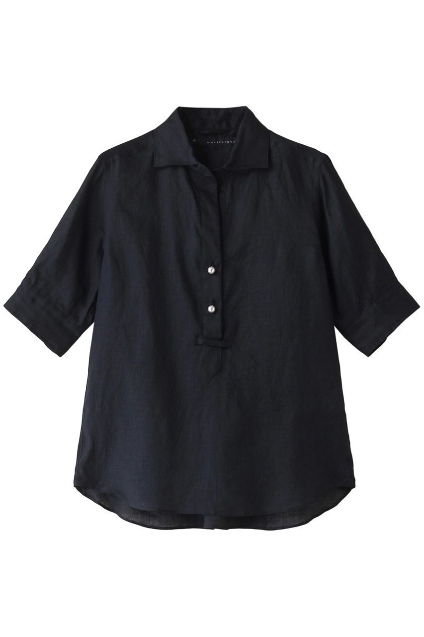 【マルティニーク/martinique】の五分袖パールスキッパー(一部WEB限定カラー) インテリア・キッズ・メンズ・レディースファッション・服の通販 founy(ファニー) 　ファッション　Fashion　レディースファッション　Fashion for Women　トップス・カットソー　Cut & Sew Tops　シャツ・ブラウス・オフィスカジュアル　Elegant Blouses & Button-Ups　おすすめ　Recommended / Our Picks　ショート　Short, Short Length　スキッパー　Skipper, Open Collar　スリーブ　Sleeve, Long Sleeve / Short Sleeve　パール　Pearl, Pearl Accent　リネン　Linen, Linen Fabric　夏　Summer　定番　Standard, Basic Item　ネイビー|ID: prp329100003948491 ipo3291000000036400006