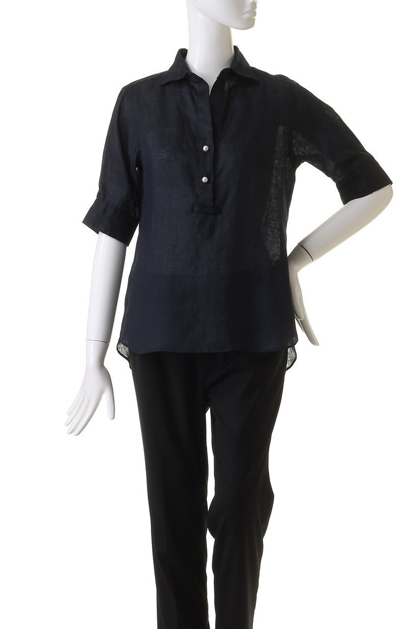 【マルティニーク/martinique】の五分袖パールスキッパー(一部WEB限定カラー) 人気、トレンドファッション・服の通販 founy(ファニー) 　ファッション　Fashion　レディースファッション　Fashion for Women　トップス・カットソー　Cut & Sew Tops　シャツ・ブラウス・オフィスカジュアル　Elegant Blouses & Button-Ups　おすすめ　Recommended / Our Picks　ショート　Short, Short Length　スキッパー　Skipper, Open Collar　スリーブ　Sleeve, Long Sleeve / Short Sleeve　パール　Pearl, Pearl Accent　リネン　Linen, Linen Fabric　夏　Summer　定番　Standard, Basic Item　other-2|ID: prp329100003948491 ipo3291000000036400008