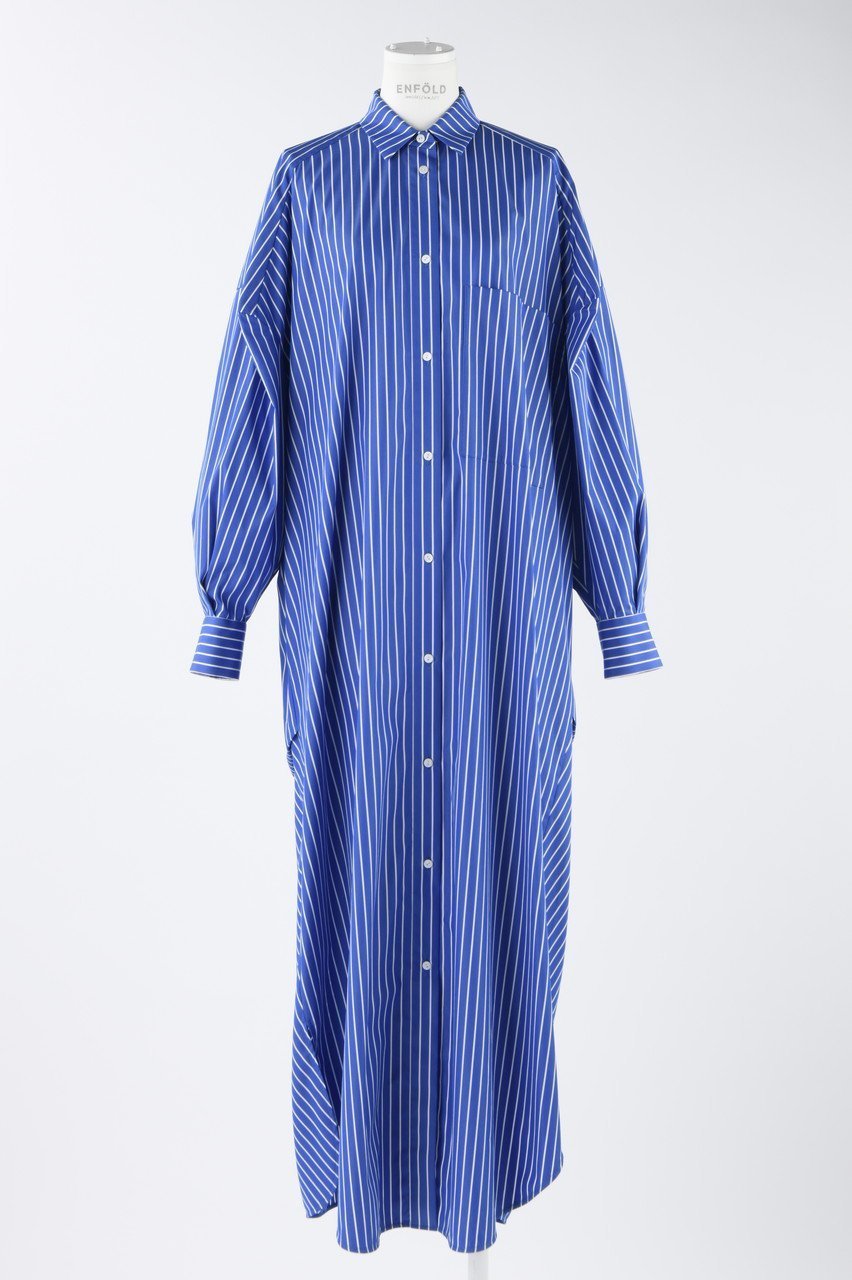 【エンフォルド/ENFOLD】のC/PEストライプ ロング SH DRS/ドレス 人気、トレンドファッション・服の通販 founy(ファニー) 　ファッション　Fashion　レディースファッション　Fashion for Women　ワンピース　Dresses　フォーマル・パーティードレス・結婚式用ドレス　Elegant & Casual Dresses　チュニック　Tunic Tops & Dresses　ストライプ　Stripe, Striped Pattern　チュニック　Tunic, Long Top　ドレス　Dress, One-Piece　ドレープ　Drape, Draping Fabric　ポケット　Pocket, Pocket Detail　ロング　Long, Long-Length　夏　Summer　 other-1|ID: prp329100003951688 ipo3291000000032894431