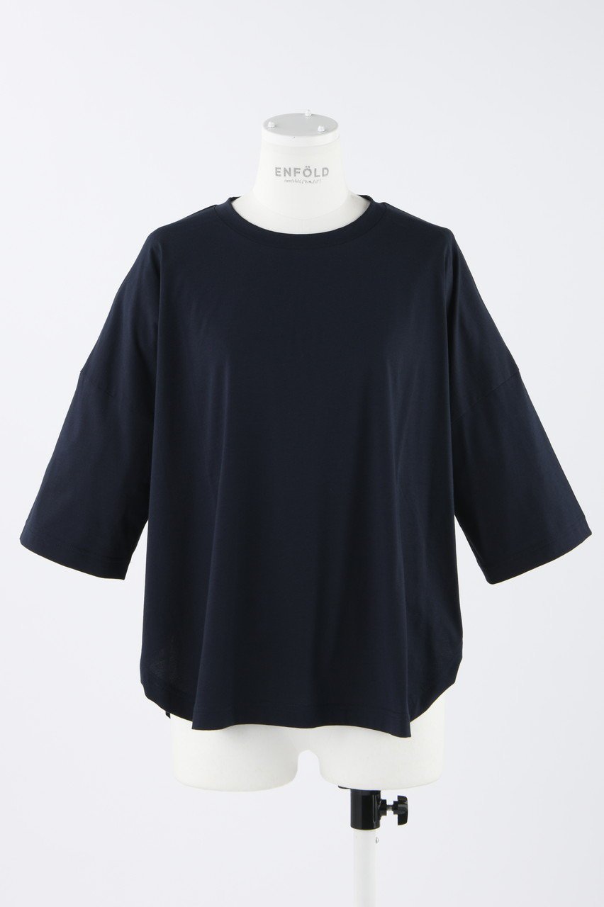【エンフォルド/ENFOLD】のコンパクト天竺 ルーズBOX T/SH Tシャツ インテリア・キッズ・メンズ・レディースファッション・服の通販 founy(ファニー) 　ファッション　Fashion　レディースファッション　Fashion for Women　トップス・カットソー　Cut & Sew Tops　シャツ・ブラウス・オフィスカジュアル　Elegant Blouses & Button-Ups　ロングTシャツ・Tシャツ　Longline T-Shirts & Tees　カットソー・ベーシックTシャツ　Cut-and-Sewn Tops / Stretch Tees & Basics　インド　Indian Textile　オーガニック　Organic Cotton　コンパクト　Compact, Small Size　ショート　Short, Short Length　スリーブ　Sleeve, Long Sleeve / Short Sleeve　ルーズ　Loose, Oversized　ワイド　Wide, Wide Fit　夏　Summer　春　Spring　S/S・春夏　SS, Spring/Summer, Warm Season　ダークネイビー|ID: prp329100003951696 ipo3291000000032936072