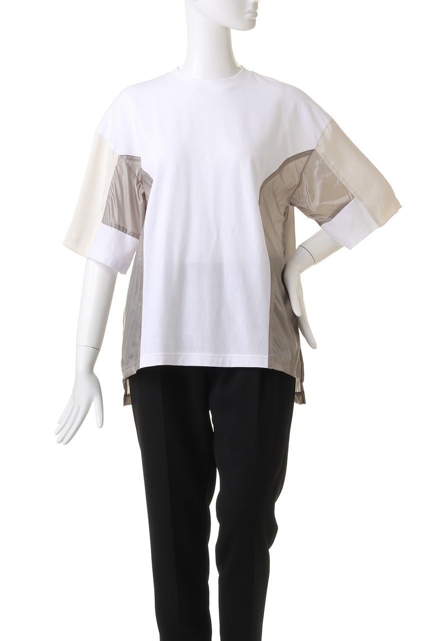 【ナゴンスタンス/nagonstans】のMix Fabric Combi T/SH Tシャツ 人気、トレンドファッション・服の通販 founy(ファニー) 　ファッション　Fashion　レディースファッション　WOMEN　トップス・カットソー　Tops/Tshirt　シャツ/ブラウス　Shirts/Blouses　ロング / Tシャツ　T-Shirts　カットソー　Cut and Sewn　コンビ　Combination　サテン　Satin　ショート　Short　スリーブ　Sleeve　タフタ　Taffeta　ミックス　Mix　other-2|ID: prp329100003951718 ipo3291000000031458475