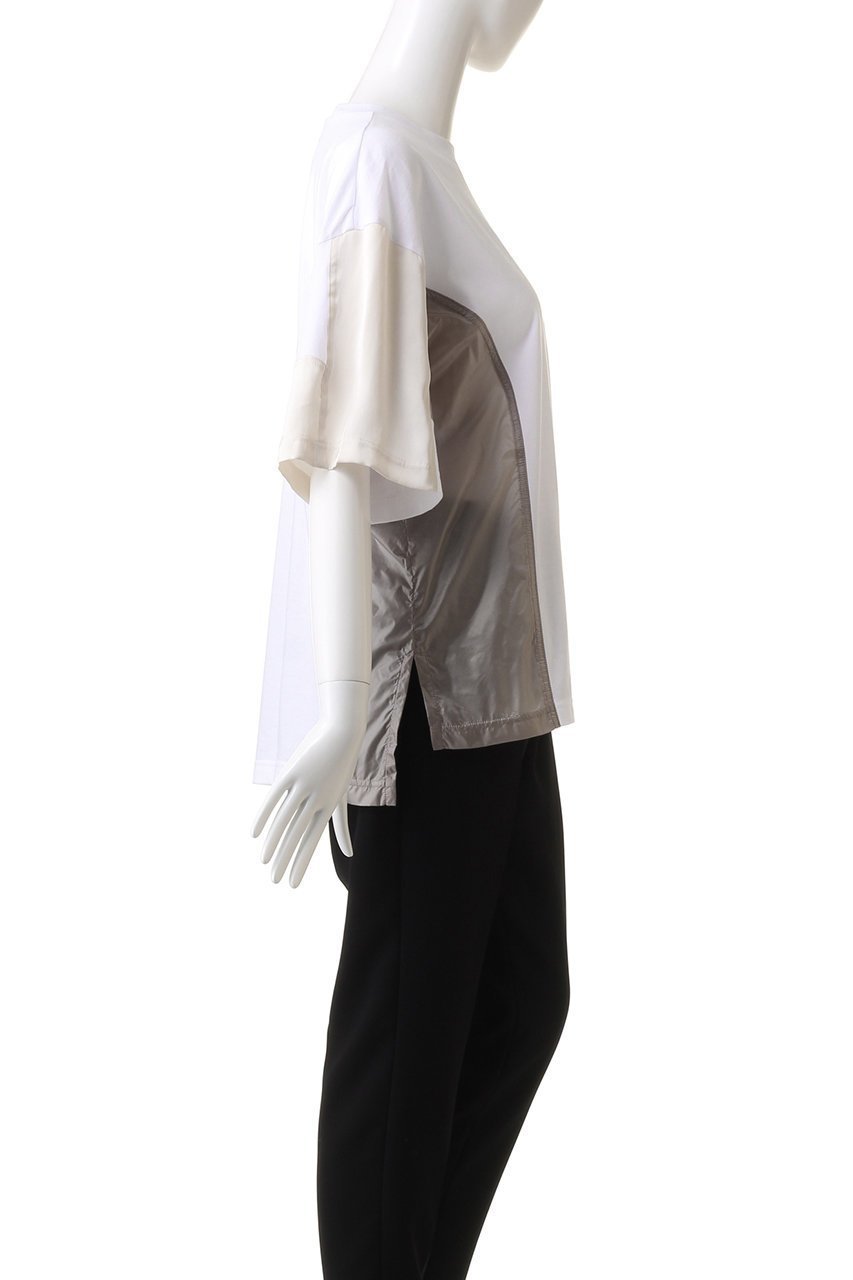 【ナゴンスタンス/nagonstans】のMix Fabric Combi T/SH Tシャツ 人気、トレンドファッション・服の通販 founy(ファニー) 　ファッション　Fashion　レディースファッション　WOMEN　トップス・カットソー　Tops/Tshirt　シャツ/ブラウス　Shirts/Blouses　ロング / Tシャツ　T-Shirts　カットソー　Cut and Sewn　コンビ　Combination　サテン　Satin　ショート　Short　スリーブ　Sleeve　タフタ　Taffeta　ミックス　Mix　other-3|ID: prp329100003951718 ipo3291000000031458477