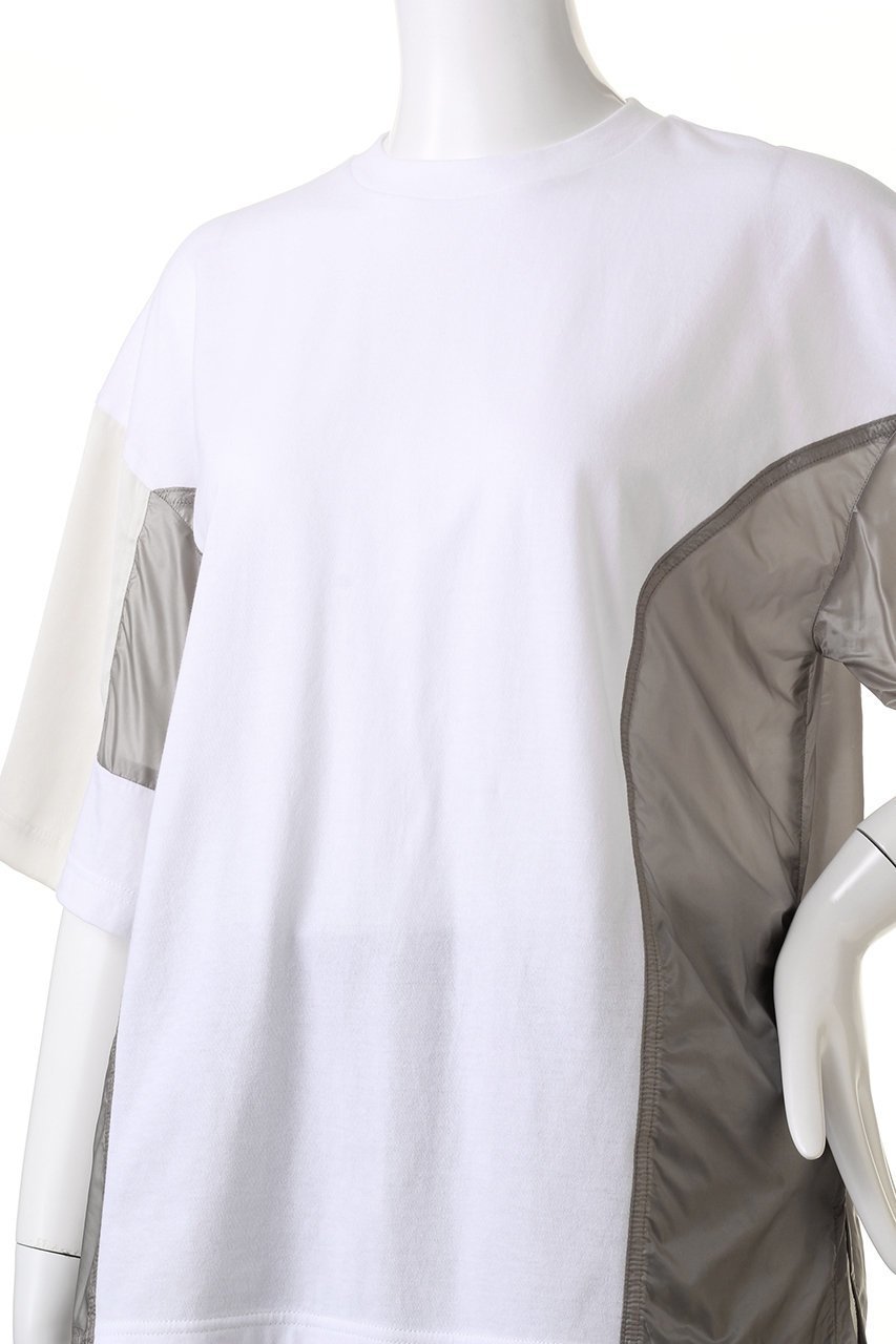 【ナゴンスタンス/nagonstans】のMix Fabric Combi T/SH Tシャツ 人気、トレンドファッション・服の通販 founy(ファニー) 　ファッション　Fashion　レディースファッション　WOMEN　トップス・カットソー　Tops/Tshirt　シャツ/ブラウス　Shirts/Blouses　ロング / Tシャツ　T-Shirts　カットソー　Cut and Sewn　コンビ　Combination　サテン　Satin　ショート　Short　スリーブ　Sleeve　タフタ　Taffeta　ミックス　Mix　other-5|ID: prp329100003951718 ipo3291000000031458480