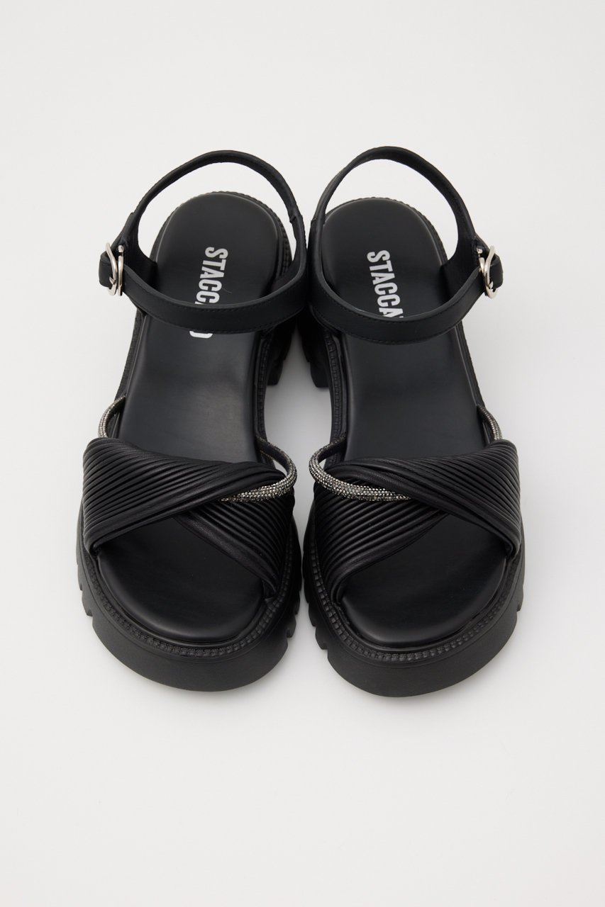 【スタッカート/STACCATO】のクレープツイストタンクソールサンダル 人気、トレンドファッション・服の通販 founy(ファニー) 　ファッション　Fashion　レディースファッション　Fashion for Women　エレガント 上品　Elegant　サンダル　Sandals, Summer Shoes　ストーン　Stone, Gem-Like　ツイスト　Tweed, Tweed Fabric　バランス　Balance, Style Balance　プリーツ　Pleats, Pleated　ループ　Loop, Loop Knit　人気　Popular, Best Seller　軽量　Lightweight, Ultra Light　other-3|ID: prp329100003951732 ipo3291000000032804037