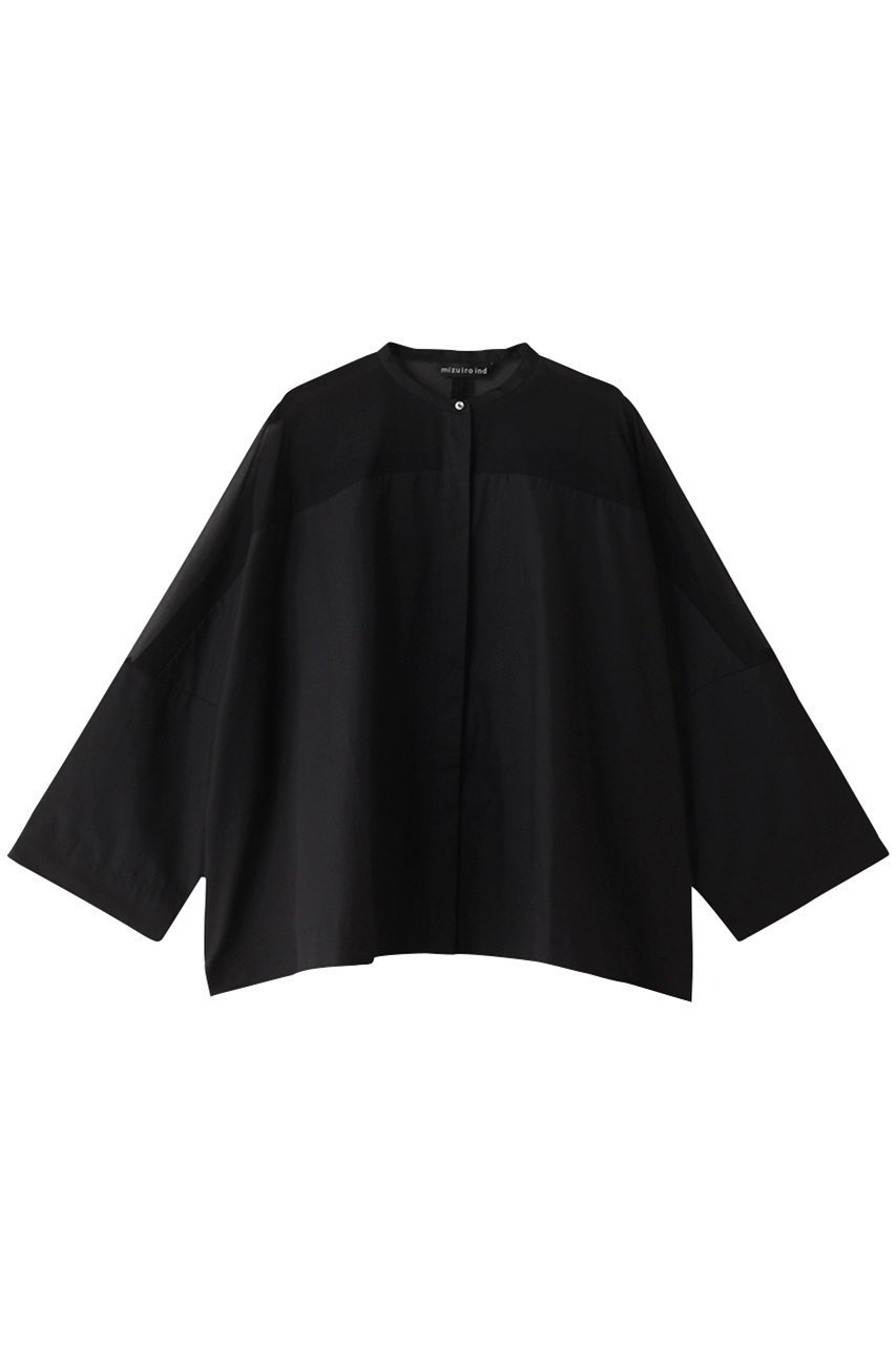 【ミズイロ インド/mizuiro ind】のstand collar sheer shirt シャツ インテリア・キッズ・メンズ・レディースファッション・服の通販 founy(ファニー) 　ファッション　Fashion　レディースファッション　Fashion for Women　トップス・カットソー　Cut & Sew Tops　シャツ・ブラウス・オフィスカジュアル　Elegant Blouses & Button-Ups　スリーブ　Sleeve, Long Sleeve / Short Sleeve　トレンド　Trend, Trending Now　ベーシック　Basic, Essential　ボックス　Boxy, Box Shape　ロング　Long, Long-Length　ワイド　Wide, Wide Fit　エレガント 上品　Elegant　定番　Standard, Basic Item　black|ID: prp329100003951750 ipo3291000000032910758