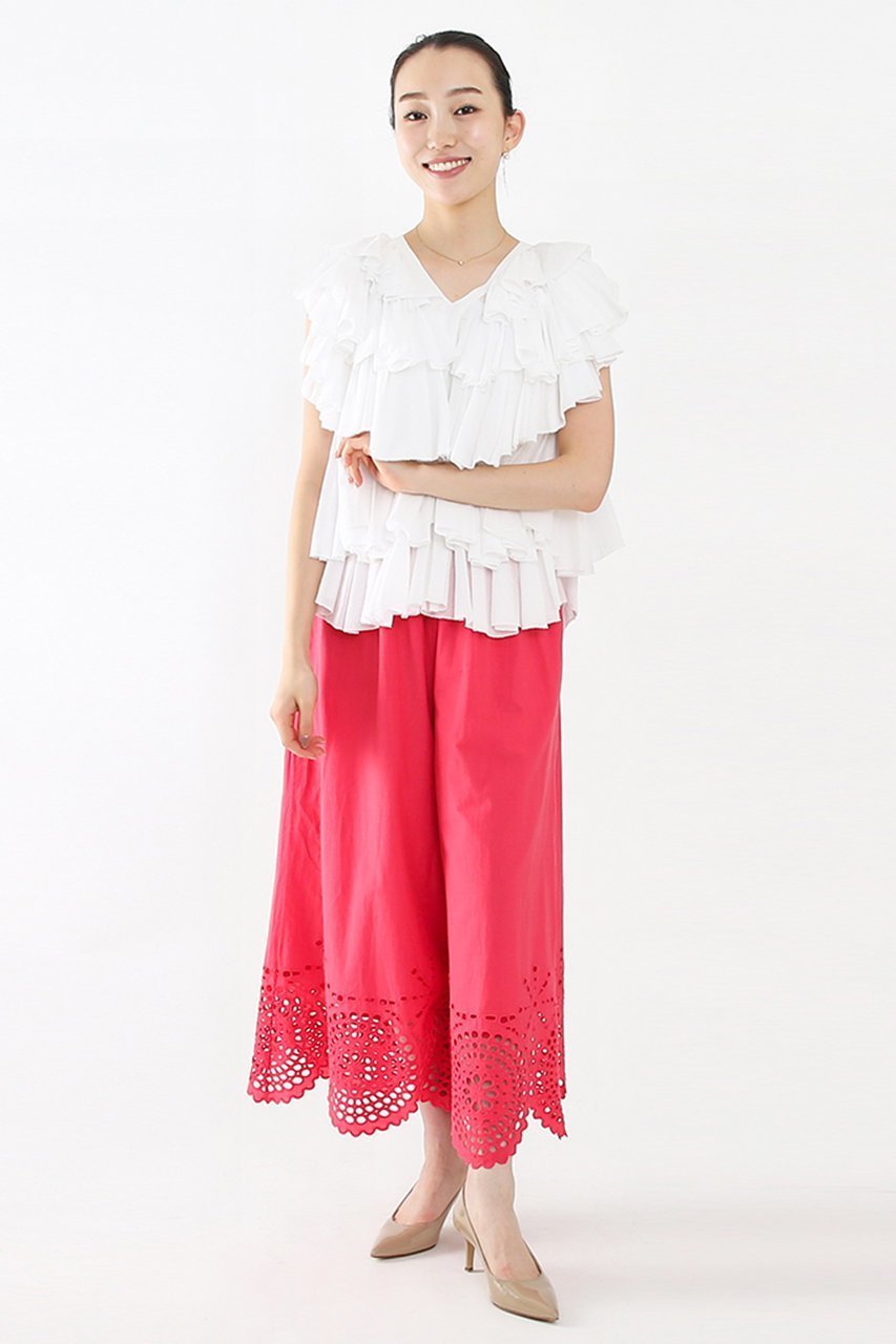 【アユーシ/AAYUSHI】のカットワーク刺しゅうイージーパンツ 人気、トレンドファッション・服の通販 founy(ファニー) 　ファッション　Fashion　レディースファッション　WOMEN　パンツ　Pants　ギャザー　Gather　スカラップ　Scalloped　セットアップ　Set Up　ヘムライン　Hemline　ポケット　Pocket　ワーク　Work　エレガント 上品　Elegant　定番　Standard　other-6|ID: prp329100003953509 ipo3291000000031323869