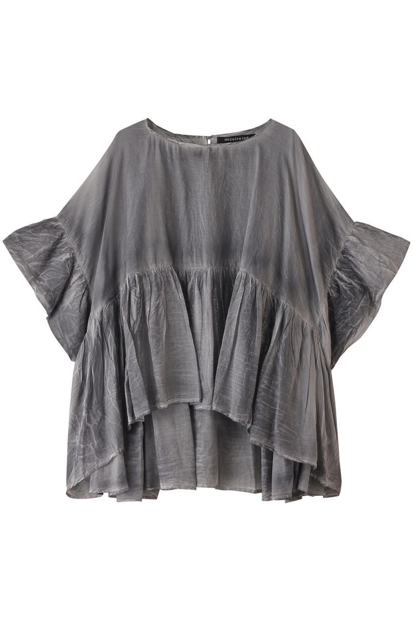 【ミズイロ インド/mizuiro ind】のpigmented die wide gather P/O プルオーバー インテリア・キッズ・メンズ・レディースファッション・服の通販 founy(ファニー) 　ファッション　Fashion　レディースファッション　Fashion for Women　トップス・カットソー　Cut & Sew Tops　シャツ・ブラウス・オフィスカジュアル　Elegant Blouses & Button-Ups　カジュアルプルオーバー・ニットトップス　Pullovers & Knit Tops / Casual Pullovers　ショート　Short, Short Length　スリーブ　Sleeve, Long Sleeve / Short Sleeve　フリル　Frill, Ruffle　ヘムライン　Hemline, Bottom Cut　リラックス　Relax, Relaxed Fit　春　Spring　gray|ID: prp329100003953534 ipo3291000000032906750