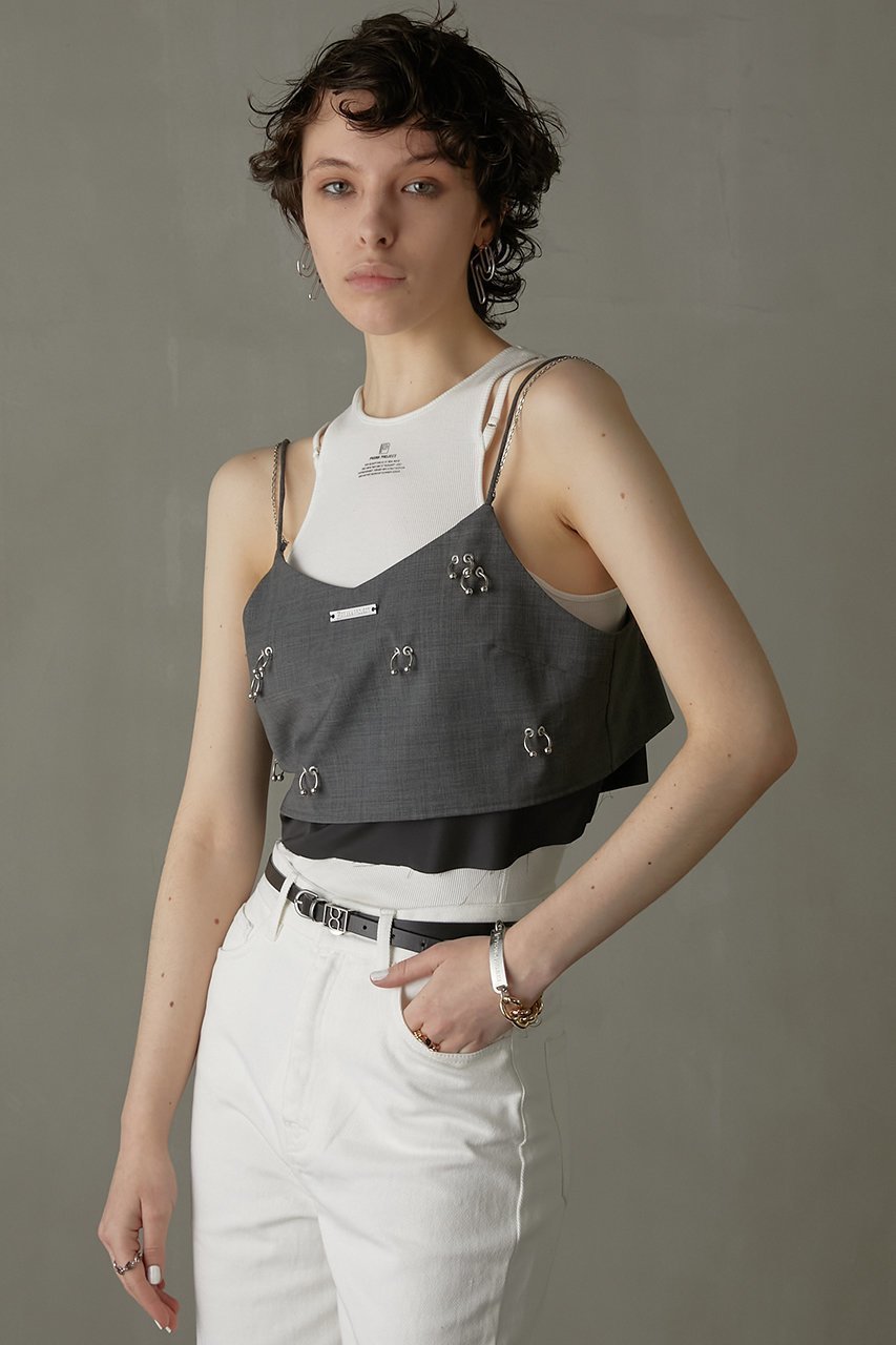 【プランク プロジェクト/PRANK PROJECT】のボディーピアスレイヤードブラトップ / Body Piercing Layered Bra Top 人気、トレンドファッション・服の通販 founy(ファニー) 　ファッション　Fashion　レディースファッション　WOMEN　トップス・カットソー　Tops/Tshirt　キャミソール / ノースリーブ　No Sleeves　シャツ/ブラウス　Shirts/Blouses　クール　Cool　サテン　Satin　ストライプ　Stripe　タンク　Tank　チェーン　Chain　デニム　Denim　ノースリーブ　No Sleeve　ラップ　Wrap　ランダム　Random　レース　Race　ワイド　Wide　other-8|ID: prp329100003955069 ipo3291000000031457667