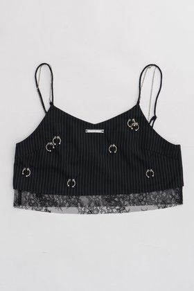 【プランク プロジェクト/PRANK PROJECT】のボディーピアスレイヤードブラトップ / Body Piercing Layered Bra Top 人気、トレンドファッション・服の通販 founy(ファニー) ファッション Fashion レディースファッション Fashion for Women トップス・カットソー Cut & Sew Tops キャミソール&ノースリーブ Camisoles & Sleeveless Tops シャツ・ブラウス・オフィスカジュアル Elegant Blouses & Button-Ups クール Cool, Chic サテン Satin, Glossy Fabric ストライプ Stripe, Striped Pattern タンク Tank Top, Sleeveless Top チェーン Chain, Chain Strap デニム Denim, Jeans Material ノースリーブ Sleeveless, No-Sleeve ラップ Wrap, Wrap Design ランダム Random, Irregular レース Lace, Lace Fabric ワイド Wide, Wide Fit |ID:prp329100003955069