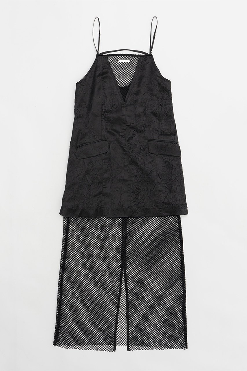 【プランク プロジェクト/PRANK PROJECT】のメッシュコンビキャミワンピース / Mesh Combi Cami Dress インテリア・キッズ・メンズ・レディースファッション・服の通販 founy(ファニー) 　ファッション　Fashion　レディースファッション　Fashion for Women　ワンピース　Dresses　フォーマル・パーティードレス・結婚式用ドレス　Elegant & Casual Dresses　キャミソールワンピース　Camisole Dresses　チュニック　Tunic Tops & Dresses　おすすめ　Recommended / Our Picks　ウォッシャブル　Machine Washable　キャミワンピース　Cami Dress, Slip Dress　サテン　Satin, Glossy Fabric　ジャケット　Jacket, Outerwear　スポーティ　Sporty, Casual Athletic　チュニック　Tunic, Long Top　ドッキング　Docking, Mixed Material　ドレス　Dress, One-Piece　メッシュ　Mesh, Net Fabric　ランダム　Random, Irregular　ロング　Long, Long-Length　夏　Summer　BLK(ブラック)|ID: prp329100003955072 ipo3291000000032895953