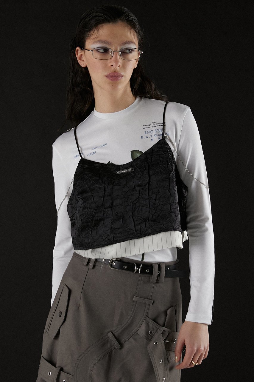 【プランク プロジェクト/PRANK PROJECT】のレイヤードブラトップ / Layered Bra Top 人気、トレンドファッション・服の通販 founy(ファニー) 　ファッション　Fashion　レディースファッション　Fashion for Women　トップス・カットソー　Cut & Sew Tops　キャミソール&ノースリーブ　Camisoles & Sleeveless Tops　シャツ・ブラウス・オフィスカジュアル　Elegant Blouses & Button-Ups　オーガンジー　Organza Fabric　クール　Cool, Chic　サテン　Satin, Glossy Fabric　ストライプ　Stripe, Striped Pattern　タンク　Tank Top, Sleeveless Top　チェーン　Chain, Chain Strap　デニム　Denim, Jeans Material　ノースリーブ　Sleeveless, No-Sleeve　ビスチェ　Bustier, Corset Top　ラップ　Wrap, Wrap Design　リネン　Linen, Linen Fabric　ワイド　Wide, Wide Fit　夏　Summer　other-5|ID: prp329100003955089 ipo3291000000036903019