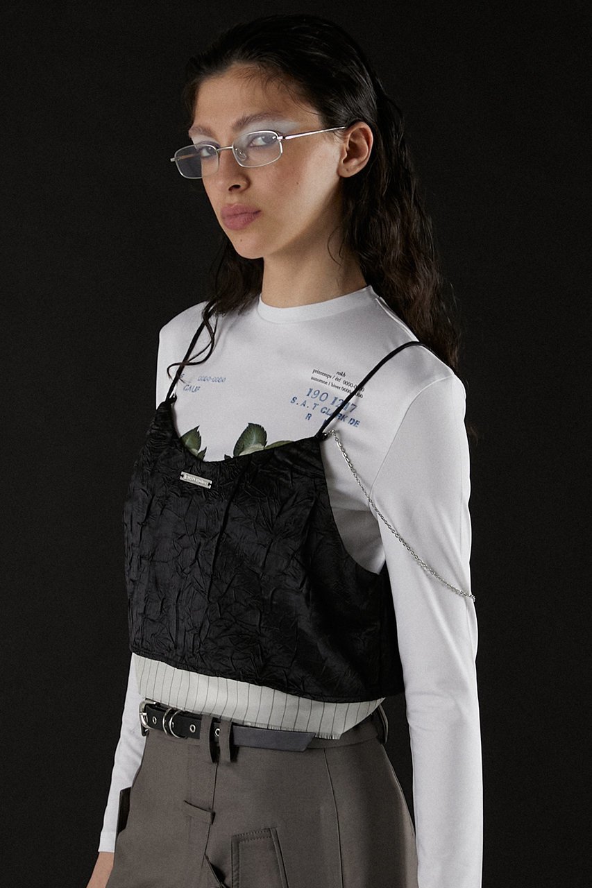 【プランク プロジェクト/PRANK PROJECT】のレイヤードブラトップ / Layered Bra Top 人気、トレンドファッション・服の通販 founy(ファニー) 　ファッション　Fashion　レディースファッション　Fashion for Women　トップス・カットソー　Cut & Sew Tops　キャミソール&ノースリーブ　Camisoles & Sleeveless Tops　シャツ・ブラウス・オフィスカジュアル　Elegant Blouses & Button-Ups　オーガンジー　Organza Fabric　クール　Cool, Chic　サテン　Satin, Glossy Fabric　ストライプ　Stripe, Striped Pattern　タンク　Tank Top, Sleeveless Top　チェーン　Chain, Chain Strap　デニム　Denim, Jeans Material　ノースリーブ　Sleeveless, No-Sleeve　ビスチェ　Bustier, Corset Top　ラップ　Wrap, Wrap Design　リネン　Linen, Linen Fabric　ワイド　Wide, Wide Fit　夏　Summer　other-6|ID: prp329100003955089 ipo3291000000036903020