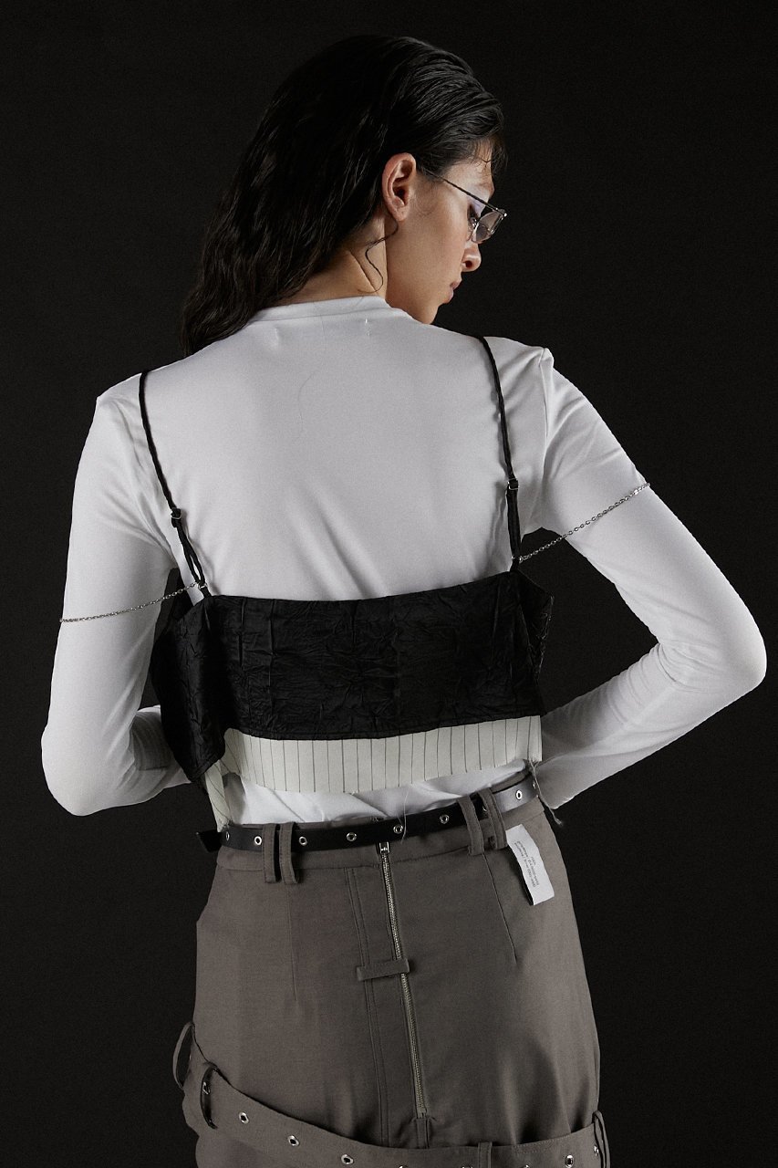 【プランク プロジェクト/PRANK PROJECT】のレイヤードブラトップ / Layered Bra Top 人気、トレンドファッション・服の通販 founy(ファニー) 　ファッション　Fashion　レディースファッション　Fashion for Women　トップス・カットソー　Cut & Sew Tops　キャミソール&ノースリーブ　Camisoles & Sleeveless Tops　シャツ・ブラウス・オフィスカジュアル　Elegant Blouses & Button-Ups　オーガンジー　Organza Fabric　クール　Cool, Chic　サテン　Satin, Glossy Fabric　ストライプ　Stripe, Striped Pattern　タンク　Tank Top, Sleeveless Top　チェーン　Chain, Chain Strap　デニム　Denim, Jeans Material　ノースリーブ　Sleeveless, No-Sleeve　ビスチェ　Bustier, Corset Top　ラップ　Wrap, Wrap Design　リネン　Linen, Linen Fabric　ワイド　Wide, Wide Fit　夏　Summer　other-7|ID: prp329100003955089 ipo3291000000036903021