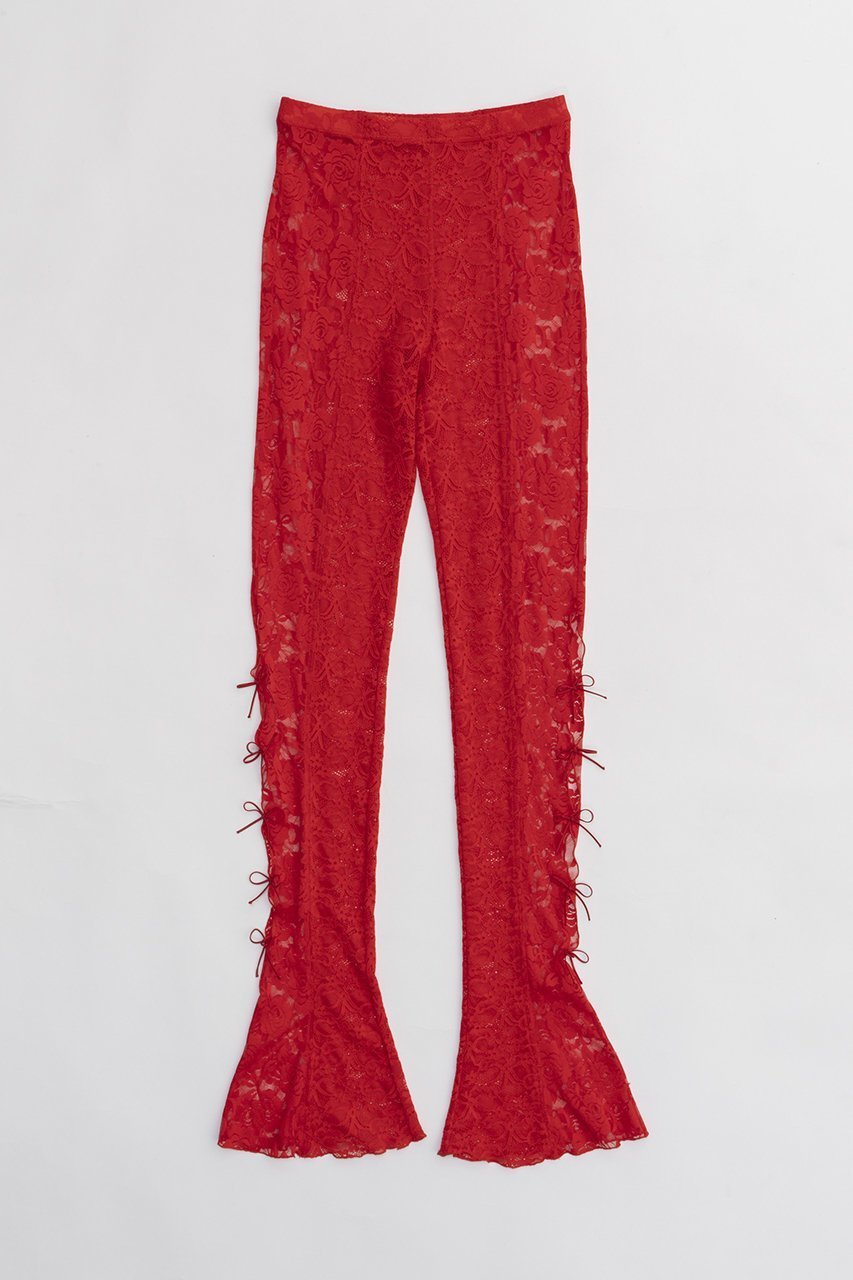 【プランク プロジェクト/PRANK PROJECT】のレースフレアレギンス / Lace Flare Leggings インテリア・キッズ・メンズ・レディースファッション・服の通販 founy(ファニー) 　ファッション　Fashion　レディースファッション　Fashion for Women　パンツ　Pants & Trousers　レギンス　Leggings & Stretch Pants　レッグウェア・ストッキング　Legwear & Hosiery　おすすめ　Recommended / Our Picks　くるぶし　Ankle-Length　ストレッチ　Stretch, Stretchy Fabric　フレア　Flare, Flared　リボン　Ribbon, Bow　レギンス　Leggings, Stretch Pants　レース　Lace, Lace Fabric　RED(レッド)|ID: prp329100003955105 ipo3291000000032844455
