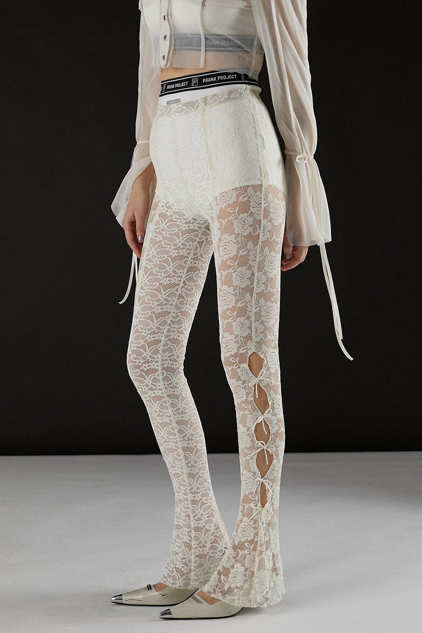 【プランク プロジェクト/PRANK PROJECT】のレースフレアレギンス / Lace Flare Leggings 人気、トレンドファッション・服の通販 founy(ファニー) 　ファッション　Fashion　レディースファッション　Fashion for Women　パンツ　Pants & Trousers　レギンス　Leggings & Stretch Pants　レッグウェア・ストッキング　Legwear & Hosiery　おすすめ　Recommended / Our Picks　くるぶし　Ankle-Length　ストレッチ　Stretch, Stretchy Fabric　フレア　Flare, Flared　リボン　Ribbon, Bow　レギンス　Leggings, Stretch Pants　レース　Lace, Lace Fabric　other-5|ID: prp329100003955105 ipo3291000000032844484
