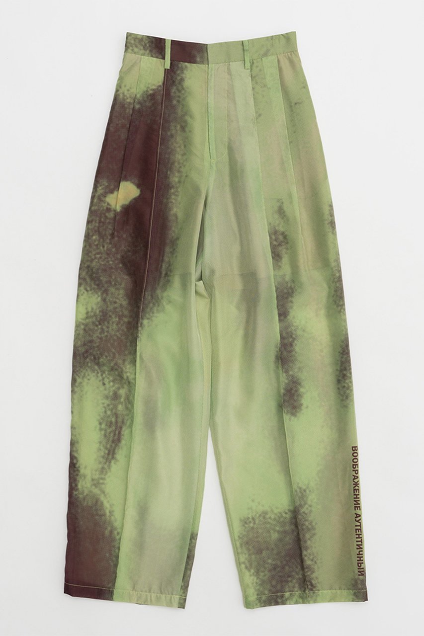 【プランク プロジェクト/PRANK PROJECT】のアブストラクトプリントパンツ / Abstract Printed Pants インテリア・キッズ・メンズ・レディースファッション・服の通販 founy(ファウニー) 　ファッション　Fashion　レディースファッション　Fashion for Women　パンツ　Pants & Trousers　シアー　Sheer, See-Through　スラックス　Slacks, Dress Pants　セットアップ　Set-Up, Coordinated Outfit　プリント　Print, Printed Pattern　リラックス　Relax, Relaxed Fit　エレガント 上品　Elegant　GRN(グリーン)|ID: prp329100003955110 ipo3291000000036867338
