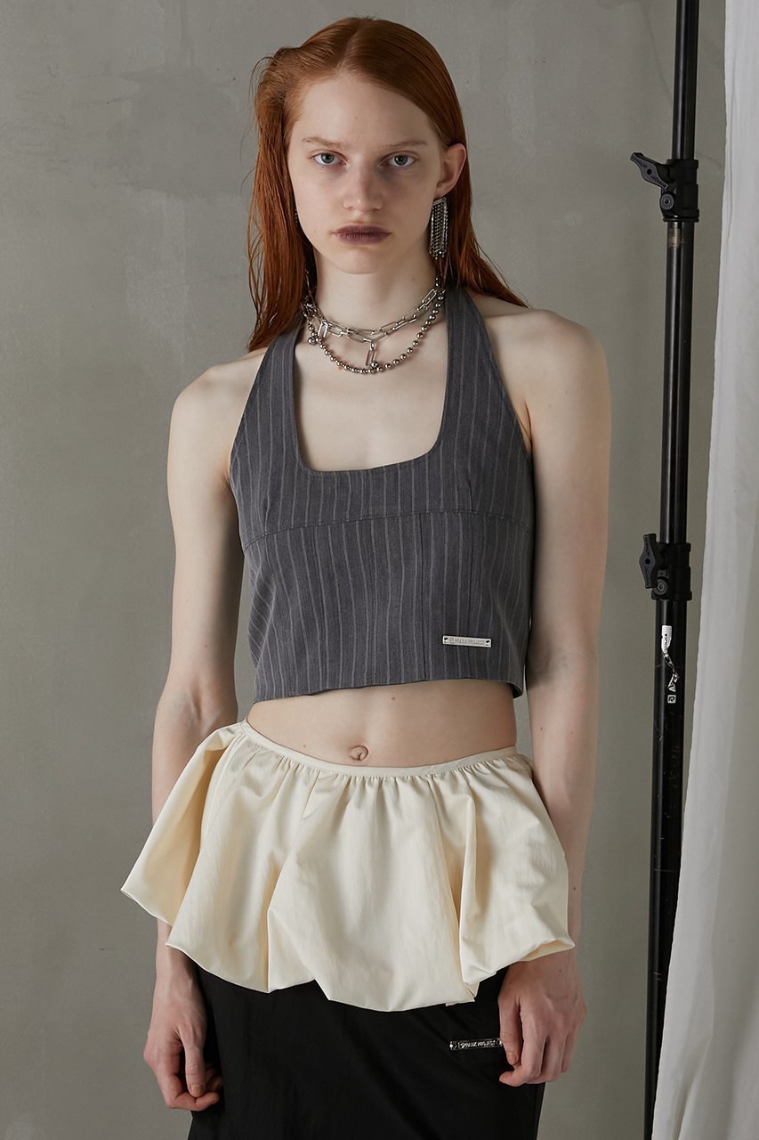 【プランク プロジェクト/PRANK PROJECT】のフラワーチョーカーストライプホルタートップス / Flower Choker Striped Halter Top 人気、トレンドファッション・服の通販 founy(ファニー) 　ファッション　Fashion　レディースファッション　Fashion for Women　トップス・カットソー　Cut & Sew Tops　キャミソール&ノースリーブ　Camisoles & Sleeveless Tops　シャツ・ブラウス・オフィスカジュアル　Elegant Blouses & Button-Ups　スクエア　Square, Square Shape　ストライプ　Stripe, Striped Pattern　ストレート　Straight, Straight Cut　セットアップ　Set-Up, Coordinated Outfit　デニム　Denim, Jeans Material　ノースリーブ　Sleeveless, No-Sleeve　夏　Summer　other-5|ID: prp329100003955115 ipo3291000000032909656