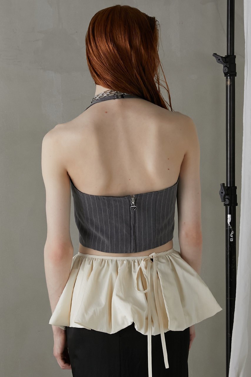 【プランク プロジェクト/PRANK PROJECT】のフラワーチョーカーストライプホルタートップス / Flower Choker Striped Halter Top 人気、トレンドファッション・服の通販 founy(ファニー) 　ファッション　Fashion　レディースファッション　Fashion for Women　トップス・カットソー　Cut & Sew Tops　キャミソール&ノースリーブ　Camisoles & Sleeveless Tops　シャツ・ブラウス・オフィスカジュアル　Elegant Blouses & Button-Ups　スクエア　Square, Square Shape　ストライプ　Stripe, Striped Pattern　ストレート　Straight, Straight Cut　セットアップ　Set-Up, Coordinated Outfit　デニム　Denim, Jeans Material　ノースリーブ　Sleeveless, No-Sleeve　夏　Summer　other-7|ID: prp329100003955115 ipo3291000000032909662