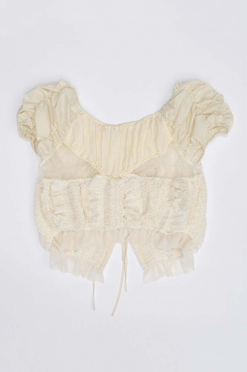 【プランク プロジェクト/PRANK PROJECT】のシャーリングパフスリーブトップ / Shirring Puff Sleeve Top 人気、トレンドファッション・服の通販 founy(ファニー) 　ファッション　Fashion　レディースファッション　Fashion for Women　トップス・カットソー　Cut & Sew Tops　シャツ・ブラウス・オフィスカジュアル　Elegant Blouses & Button-Ups　おすすめ　Recommended / Our Picks　ギャザー　Gathered, Ruffled　シフォン　Chiffon, Lightweight Fabric　ショート　Short, Short Length　スリーブ　Sleeve, Long Sleeve / Short Sleeve　タフタ　Taffeta, Structured Fabric　チュール　Tulip, Tulip Motif　トレンド　Trend, Trending Now　バレエ　Ballet, Ballet Style　フリル　Frill, Ruffle　今季　This Season, Current Season　other-4|ID: prp329100003955119 ipo3291000000032905368