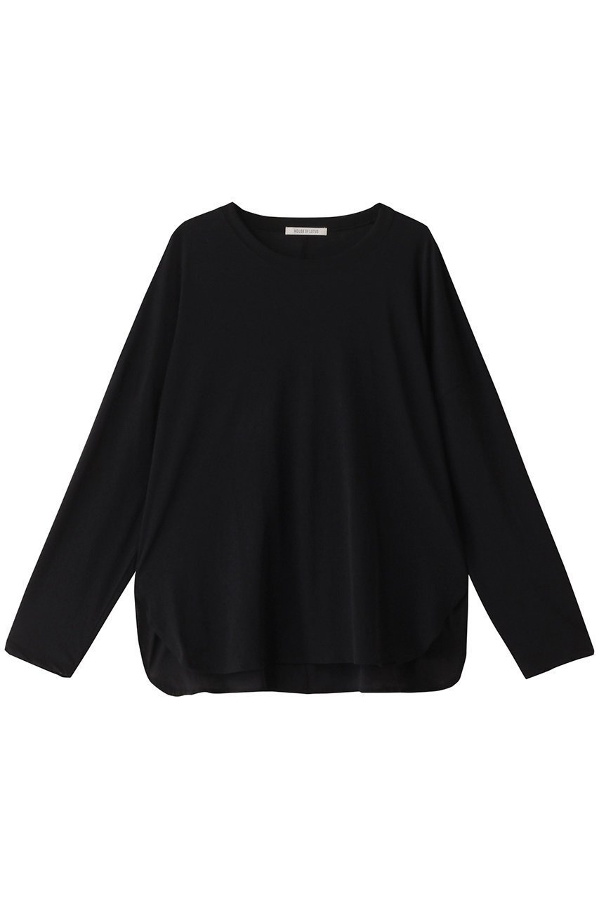 【ハウス オブ ロータス/HOUSE OF LOTUS】のフレスカロングスリーブプルオーバー インテリア・キッズ・メンズ・レディースファッション・服の通販 founy(ファニー) 　ファッション　Fashion　レディースファッション　Fashion for Women　トップス・カットソー　Cut & Sew Tops　シャツ・ブラウス・オフィスカジュアル　Elegant Blouses & Button-Ups　ロングTシャツ・Tシャツ　Longline T-Shirts & Tees　カジュアルプルオーバー・ニットトップス　Pullovers & Knit Tops / Casual Pullovers　カットソー・ベーシックTシャツ　Cut-and-Sewn Tops / Stretch Tees & Basics　シンプル　Simple, Minimal　スリット　Slit, Slit Detail　スリーブ　Sleeve, Long Sleeve / Short Sleeve　リラックス　Relax, Relaxed Fit　ロング　Long, Long-Length　人気　Popular, Best Seller　今季　This Season, Current Season　定番　Standard, Basic Item　ブラック|ID: prp329100003955163 ipo3291000000035689802