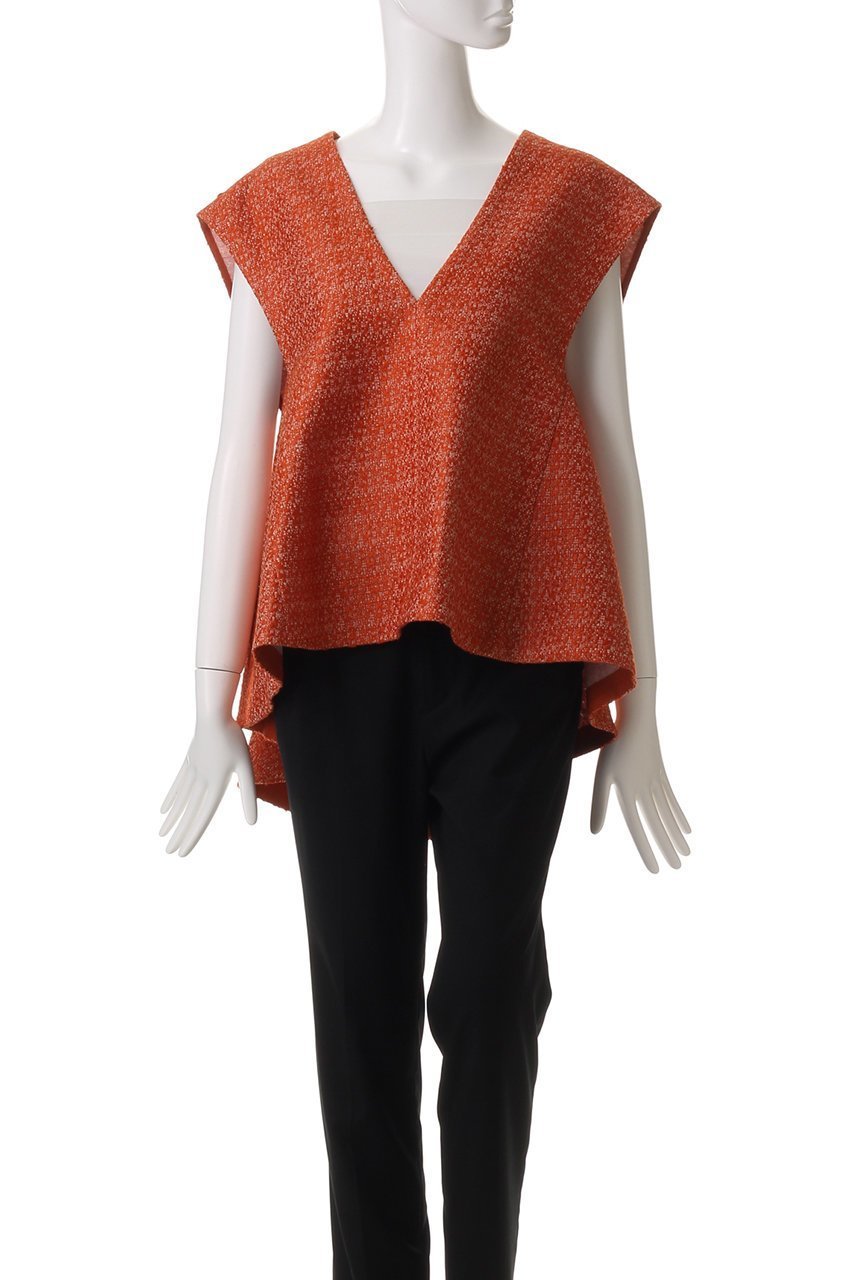 【ヒューエルミュージアム/hueLe Museum】の【STUMBLY】Back Peplum Blouse 人気、トレンドファッション・服の通販 founy(ファニー) 　ファッション　Fashion　レディースファッション　Fashion for Women　トップス・カットソー　Cut & Sew Tops　キャミソール&ノースリーブ　Camisoles & Sleeveless Tops　シャツ・ブラウス・オフィスカジュアル　Elegant Blouses & Button-Ups　オレンジ　Orange　シェイプ　Shape, Slim Fit　シンプル　Simple, Minimal　デニム　Denim, Jeans Material　ドレープ　Drape, Draping Fabric　ノースリーブ　Sleeveless, No-Sleeve　パーティ　Party, Party Style　ペプラム　Peplum, Flared Hem　other-2|ID: prp329100003956555 ipo3291000000035364623