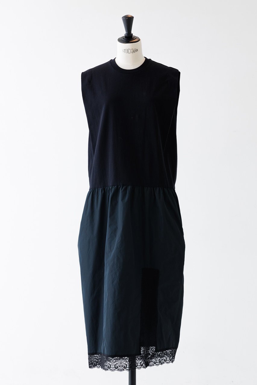 【デザイン ワークス/DESIGN WORKS】の【BEAUVET】タフタレースワンピース インテリア・キッズ・メンズ・レディースファッション・服の通販 founy(ファニー) 　ファッション　Fashion　レディースファッション　Fashion for Women　ワンピース　Dresses　チュニック　Tunic Tops & Dresses　エレガント 上品　Elegant　コンビ　Combo, Combination Style　スリット　Slit, Slit Detail　チュニック　Tunic, Long Top　ドレス　Dress, One-Piece　ノースリーブ　Sleeveless, No-Sleeve　ブラック|ID: prp329100003960606 ipo3291000000032915120