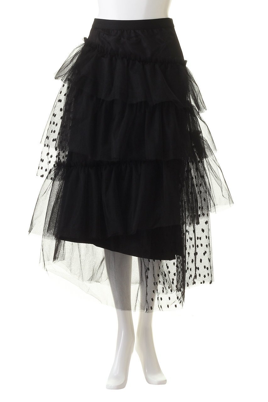 【マリリンムーン/MARILYN MOON】のレイヤードドットチュールスカート 人気、トレンドファッション・服の通販 founy(ファニー) 　ファッション　Fashion　レディースファッション　WOMEN　スカート　Skirt　ロングスカート　Long Skirt　アシンメトリー　Asymmetry　ギャザー　Gather　シアー　Sheer　シンプル　Simple　チュール　Tulle　フリル　Frills　ラッフル　Raffle　ロング　Long　other-2|ID: prp329100003962084 ipo3291000000031457181