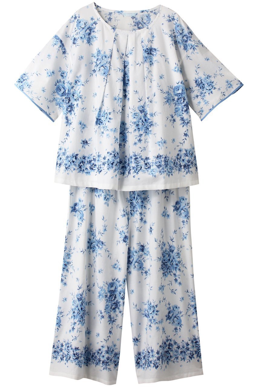 【キッドブルー/KID BLUE】のブラッサムパネルPtパジャマ インテリア・キッズ・メンズ・レディースファッション・服の通販 founy(ファニー) 　ファッション　Fashion　レディースファッション　Fashion for Women　エレガント 上品　Elegant　オレンジ　Orange　トリミング　Trimming, Decorative Edge　パジャマ　Pajamas, Sleepwear　フラワー　Flower, Floral　フロント　Front, Front Design　プリント　Print, Printed Pattern　半袖　Short Sleeve, Half Sleeve　ブルー|ID: prp329100003962107 ipo3291000000032833346