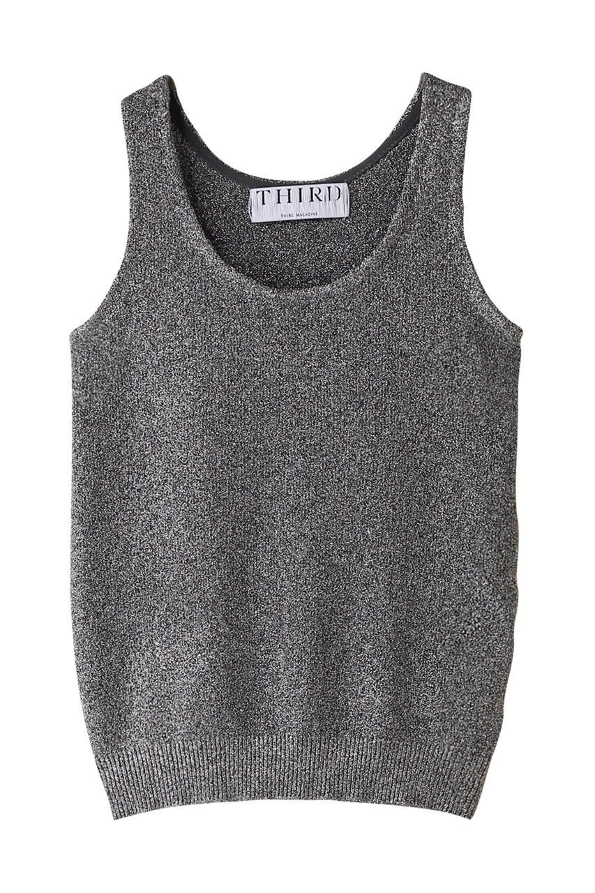 【サードマガジン/THIRD MAGAZINE】のラメニットタンクトップ インテリア・キッズ・メンズ・レディースファッション・服の通販 founy(ファニー) 　ファッション　Fashion　レディースファッション　Fashion for Women　トップス・カットソー　Cut & Sew Tops　ニット　Knit Tops & Sweaters　カジュアルプルオーバー・ニットトップス　Pullovers & Knit Tops / Casual Pullovers　おすすめ　Recommended / Our Picks　インナー　Innerwear　カットソー　Cut and Sewn Top　カーディガン　Cardigan, Knitwear　シルバー　Silver, Metallic Silver　ジャケット　Jacket, Outerwear　セットアップ　Set-Up, Coordinated Outfit　メタリック　Metallic, Shiny Finish　ブラック|ID: prp329100003962110 ipo3291000000035372407
