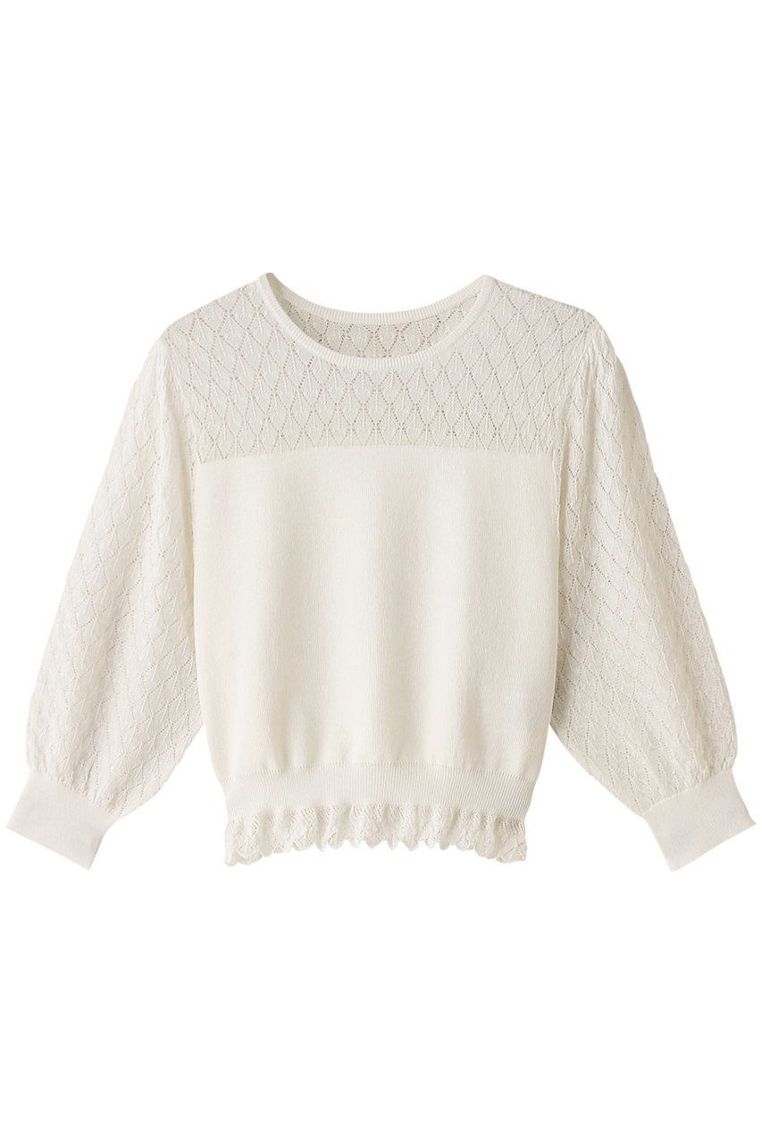 【アナイ/ANAYI】のレーシー切替プルオーバー 人気、トレンドファッション・服の通販 founy(ファニー) 　ファッション　Fashion　レディースファッション　Fashion for Women　トップス・カットソー　Cut & Sew Tops　ニット　Knit Tops & Sweaters　カジュアルプルオーバー・ニットトップス　Pullovers & Knit Tops / Casual Pullovers　デコルテ　Décolleté, Neckline　フェミニン　Feminine, Girly　フリル　Frill, Ruffle　レーシー　Lacy, Lace-Like　ロング　Long, Long-Length　切替　Switching, Contrast Panel　 other-1|ID: prp329100003962124 ipo3291000000032944802