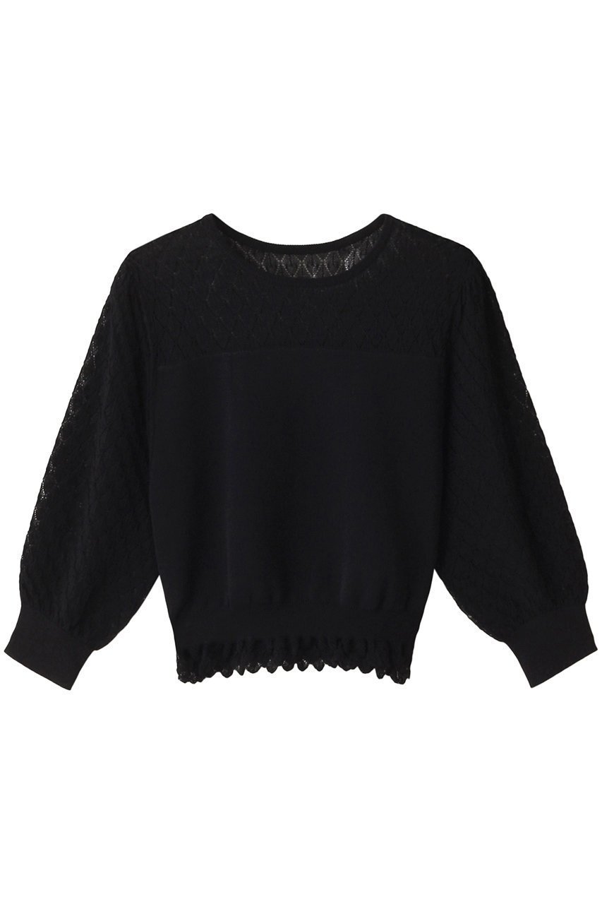 【アナイ/ANAYI】のレーシー切替プルオーバー インテリア・キッズ・メンズ・レディースファッション・服の通販 founy(ファニー) 　ファッション　Fashion　レディースファッション　Fashion for Women　トップス・カットソー　Cut & Sew Tops　ニット　Knit Tops & Sweaters　カジュアルプルオーバー・ニットトップス　Pullovers & Knit Tops / Casual Pullovers　デコルテ　Décolleté, Neckline　フェミニン　Feminine, Girly　フリル　Frill, Ruffle　レーシー　Lacy, Lace-Like　ロング　Long, Long-Length　切替　Switching, Contrast Panel　ブラック|ID: prp329100003962124 ipo3291000000032944822