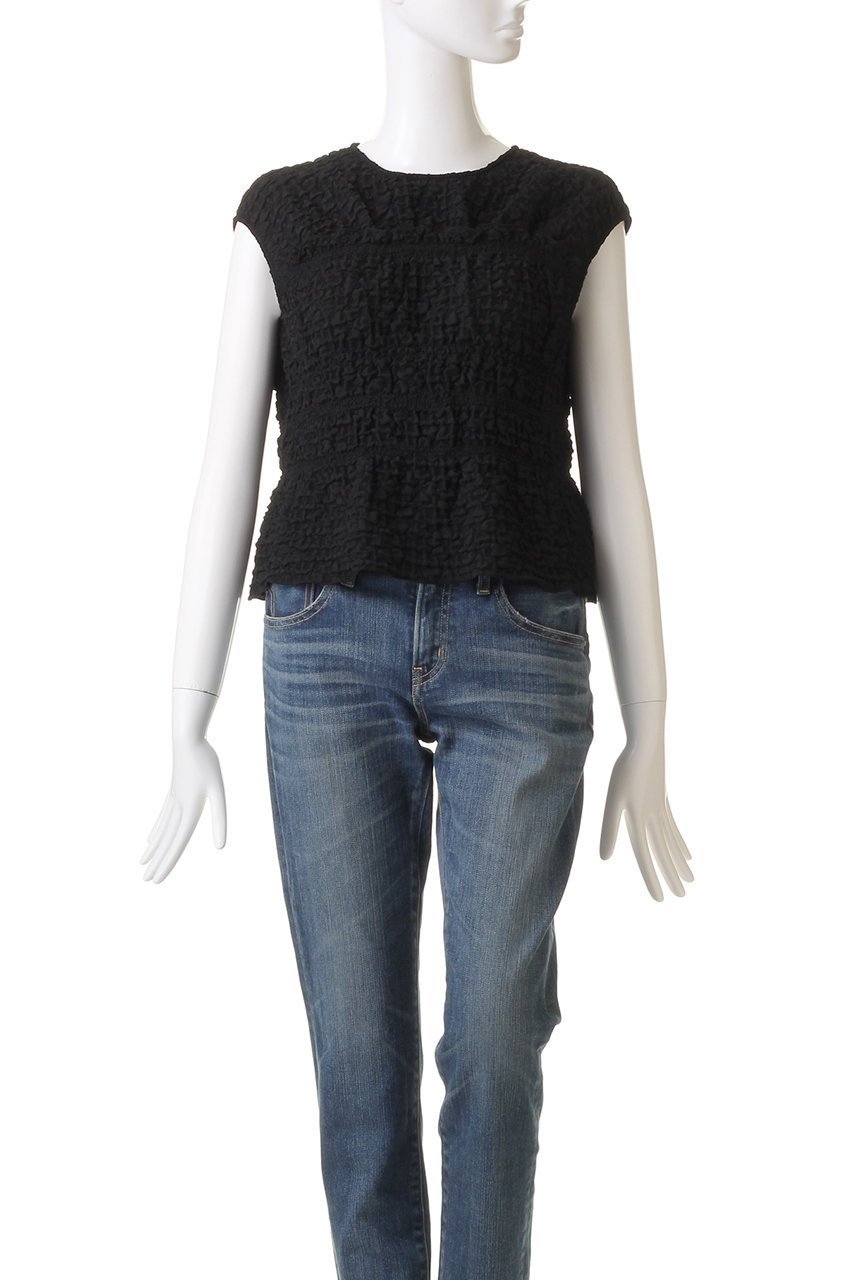 【マリリンムーン/MARILYN MOON】のパフィージャカードシャーリングトップ 人気、トレンドファッション・服の通販 founy(ファニー) 　ファッション　Fashion　レディースファッション　Fashion for Women　トップス・カットソー　Cut & Sew Tops　キャミソール&ノースリーブ　Camisoles & Sleeveless Tops　シャツ・ブラウス・オフィスカジュアル　Elegant Blouses & Button-Ups　おすすめ　Recommended / Our Picks　コンパクト　Compact, Small Size　シャーリング　Shirring, Ruched　ジャカード／ジャガード　Jacquard, Woven Pattern　セットアップ　Set-Up, Coordinated Outfit　ノースリーブ　Sleeveless, No-Sleeve　モダン　Modern, Contemporary　other-2|ID: prp329100003963551 ipo3291000000035489053