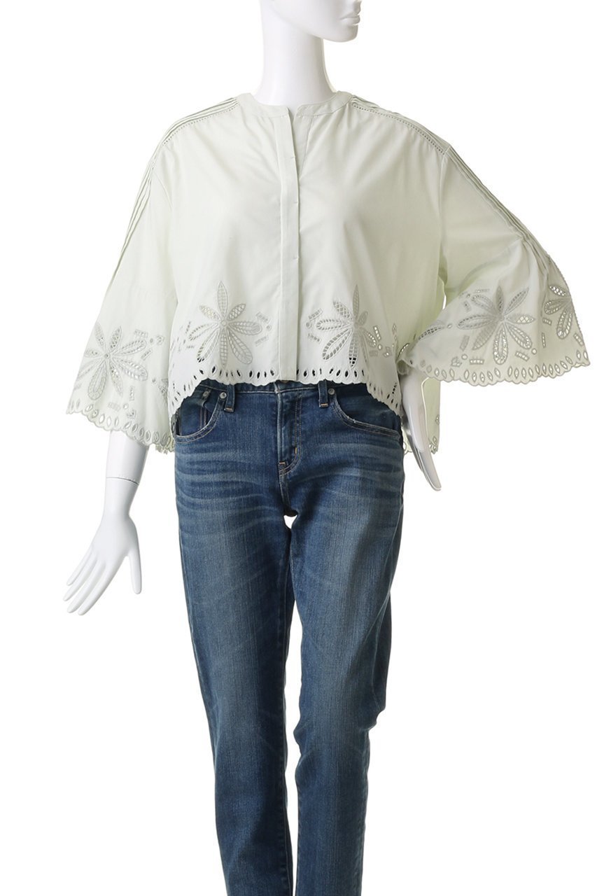 【マリリンムーン/MARILYN MOON】のオリジナルフラワーエンブロイダリースカラップブラウス 人気、トレンドファッション・服の通販 founy(ファニー) 　ファッション　Fashion　レディースファッション　Fashion for Women　トップス・カットソー　Cut & Sew Tops　シャツ・ブラウス・オフィスカジュアル　Elegant Blouses & Button-Ups　インド　Indian Textile　オケージョン　Occasion Wear　ジャケット　Jacket, Outerwear　スカラップ　Scallop, Scalloped Edge　スリーブ　Sleeve, Long Sleeve / Short Sleeve　デニム　Denim, Jeans Material　ボトム　Bottoms, Lower Wear　ロング　Long, Long-Length　ワーク　Workwear, Utility Style　手描き　Hand-Drawn, Illustrated　other-2|ID: prp329100003963555 ipo3291000000035368485