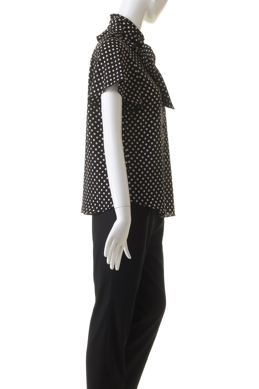 【アルアバイル/allureville】の【Loulou Willoughby】デシンドットフレアスリーブBL A 人気、トレンドファッション・服の通販 founy(ファニー) 　ファッション　Fashion　レディースファッション　Fashion for Women　トップス・カットソー　Cut & Sew Tops　シャツ・ブラウス・オフィスカジュアル　Elegant Blouses & Button-Ups　ショート　Short, Short Length　スタンド　Stand Collar, Upright Stand　スリーブ　Sleeve, Long Sleeve / Short Sleeve　ドット　Polka Dot, Dot Pattern　フリル　Frill, Ruffle　フレア　Flare, Flared　リボン　Ribbon, Bow　エレガント 上品　Elegant　定番　Standard, Basic Item　other-3|ID: prp329100003963568 ipo3291000000032910143