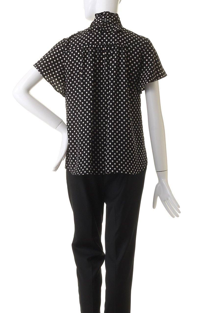 【アルアバイル/allureville】の【Loulou Willoughby】デシンドットフレアスリーブBL A 人気、トレンドファッション・服の通販 founy(ファニー) 　ファッション　Fashion　レディースファッション　Fashion for Women　トップス・カットソー　Cut & Sew Tops　シャツ・ブラウス・オフィスカジュアル　Elegant Blouses & Button-Ups　ショート　Short, Short Length　スタンド　Stand Collar, Upright Stand　スリーブ　Sleeve, Long Sleeve / Short Sleeve　ドット　Polka Dot, Dot Pattern　フリル　Frill, Ruffle　フレア　Flare, Flared　リボン　Ribbon, Bow　エレガント 上品　Elegant　定番　Standard, Basic Item　other-4|ID: prp329100003963568 ipo3291000000032910144