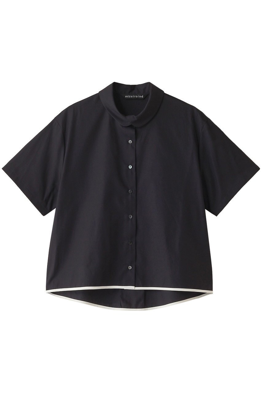 【ミズイロ インド/mizuiro ind】のround collar bicolor hem line shirt シャツ 人気、トレンドファッション・服の通販 founy(ファニー) 　ファッション　Fashion　レディースファッション　WOMEN　トップス・カットソー　Tops/Tshirt　シャツ/ブラウス　Shirts/Blouses　クロップド　Cropped　ショート　Short　スリーブ　Sleeve　トレンド　Trend　パイピング　Piping　ラウンド　Round　再入荷　Restock/Back In Stock/Re Arrival　半袖　Short Sleeve　羽織　Haori　 other-1|ID: prp329100003963571 ipo3291000000026124550