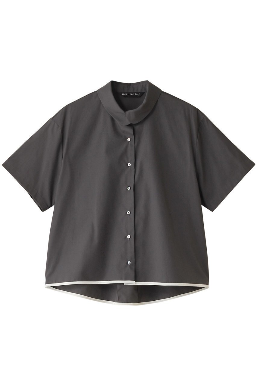 【ミズイロ インド/mizuiro ind】のround collar bicolor hem line shirt シャツ インテリア・キッズ・メンズ・レディースファッション・服の通販 founy(ファニー) 　ファッション　Fashion　レディースファッション　WOMEN　トップス・カットソー　Tops/Tshirt　シャツ/ブラウス　Shirts/Blouses　クロップド　Cropped　ショート　Short　スリーブ　Sleeve　トレンド　Trend　パイピング　Piping　ラウンド　Round　半袖　Short Sleeve　羽織　Haori　c.gray|ID: prp329100003963571 ipo3291000000026124552