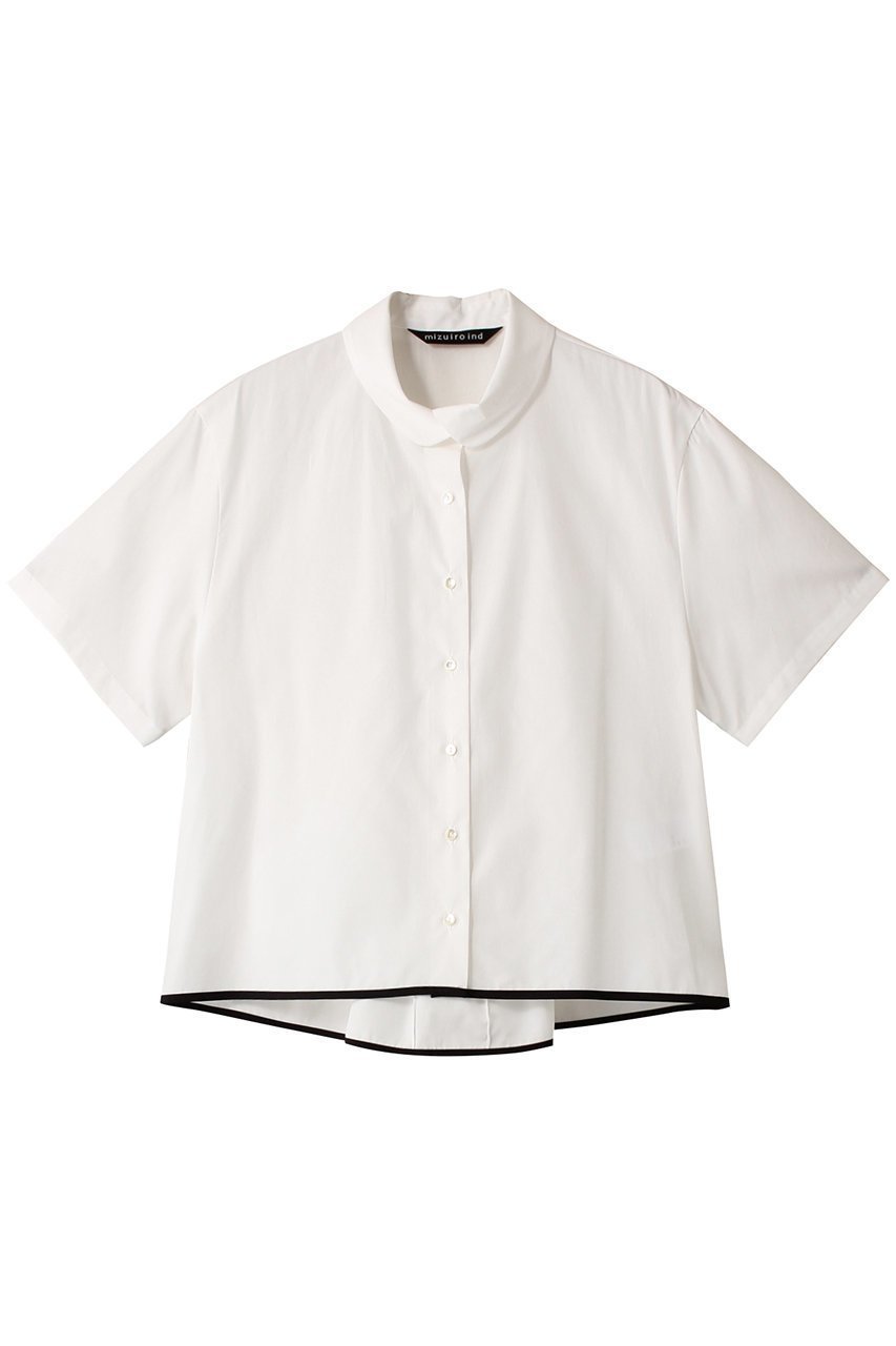 【ミズイロ インド/mizuiro ind】のround collar bicolor hem line shirt シャツ インテリア・キッズ・メンズ・レディースファッション・服の通販 founy(ファニー) 　ファッション　Fashion　レディースファッション　WOMEN　トップス・カットソー　Tops/Tshirt　シャツ/ブラウス　Shirts/Blouses　クロップド　Cropped　ショート　Short　スリーブ　Sleeve　トレンド　Trend　パイピング　Piping　ラウンド　Round　半袖　Short Sleeve　羽織　Haori　off white|ID: prp329100003963571 ipo3291000000026382243