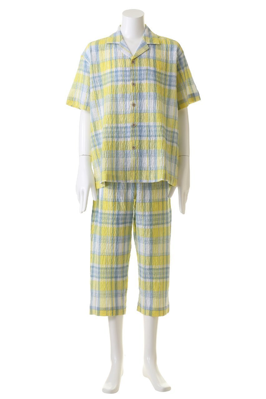 【キッドブルー/KID BLUE / MEN】の【MEN】24シャーリングチェックパジャマ 人気、トレンドファッション・服の通販 founy(ファニー) 　ファッション　Fashion　メンズファッション　Fashion for Men　シャーリング　Shirring, Ruched　チェック　Check, Plaid, Tartan　パジャマ　Pajamas, Sleepwear　夏　Summer　春　Spring　S/S・春夏　SS, Spring/Summer, Warm Season　other-2|ID: prp329100003963610 ipo3291000000032841825