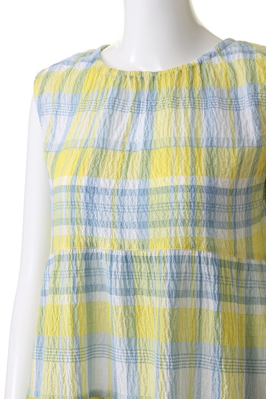 【キッドブルー/KID BLUE】の24シャーリングチェックナイティ 人気、トレンドファッション・服の通販 founy(ファニー) 　ファッション　Fashion　レディースファッション　WOMEN　お家時間・ステイホーム　Home Time/Stay Home　シャーリング　Shirring　チェック　Check　ノースリーブ　No Sleeve　パジャマ　Pajamas　ビーチ　Beach　旅行　Travel　other-5|ID: prp329100003963612 ipo3291000000031456805