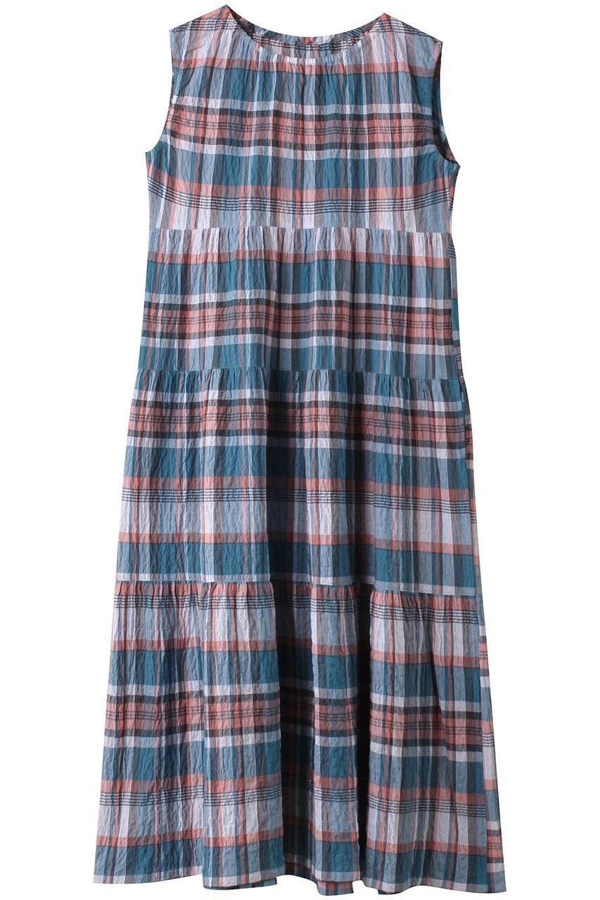 【キッドブルー/KID BLUE】の24シャーリングチェックナイティ インテリア・キッズ・メンズ・レディースファッション・服の通販 founy(ファニー) 　ファッション　Fashion　レディースファッション　Fashion for Women　お家時間・ステイホーム　Stay Home / At Home　シャーリング　Shirring, Ruched　チェック　Check, Plaid, Tartan　ノースリーブ　Sleeveless, No-Sleeve　パジャマ　Pajamas, Sleepwear　ビーチ　Beach, Seaside　旅行　Travel　ブルー|ID: prp329100003963612 ipo3291000000032833873